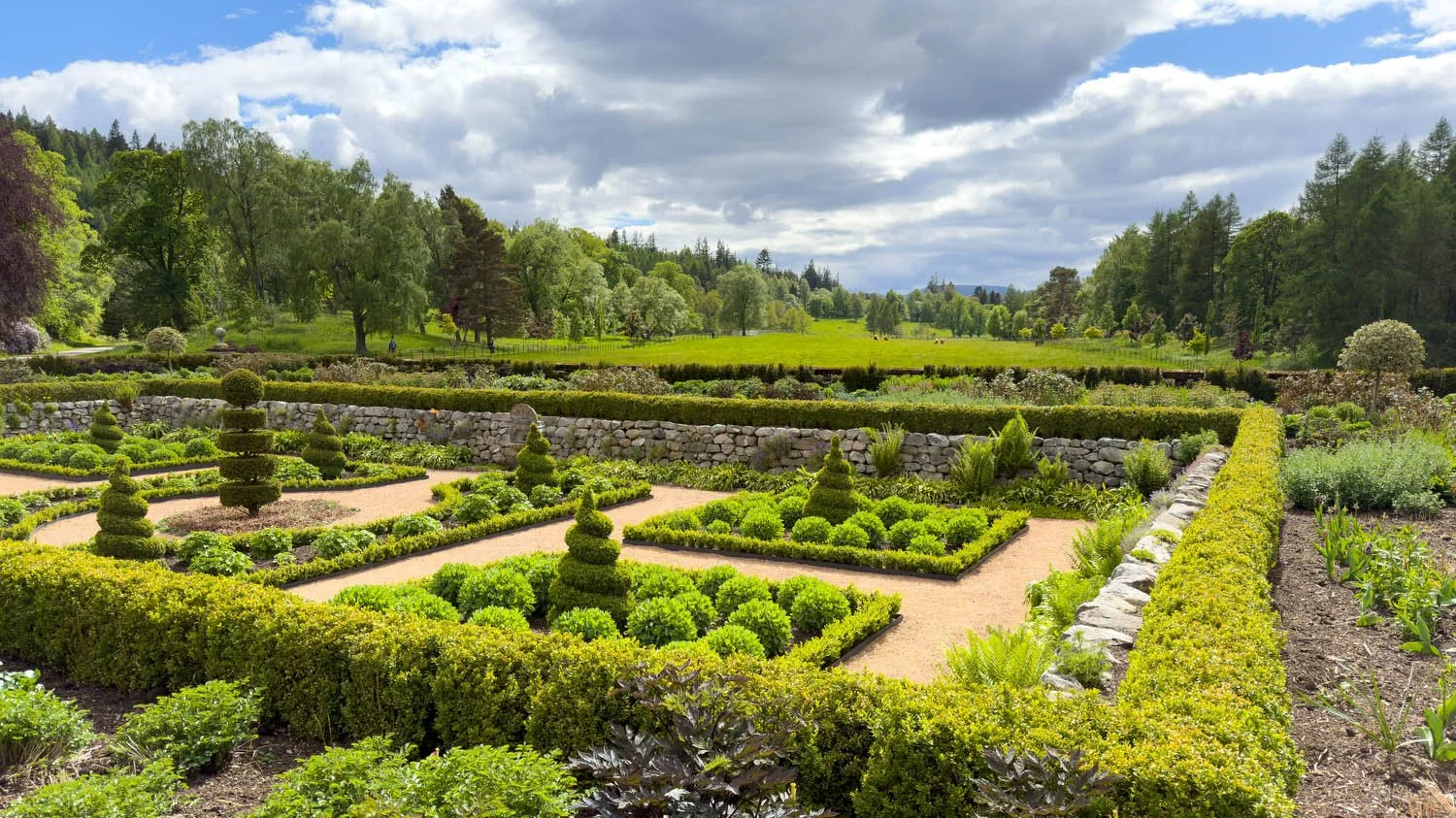 Sunken Garden at Balmoral with long vista behind