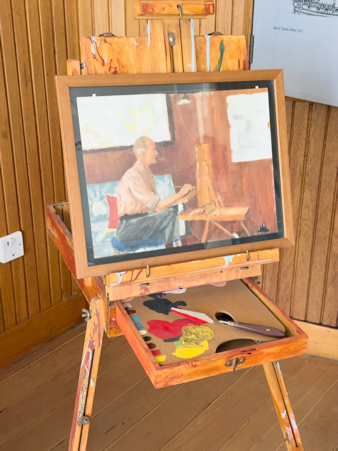Prince Philip's easel in the Sun Lounge
