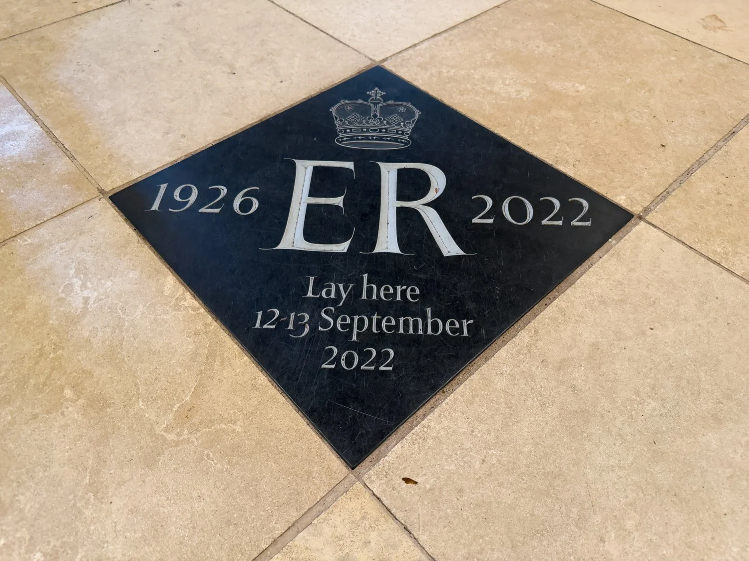 The spot where Queen Elizabeth II lay at rest