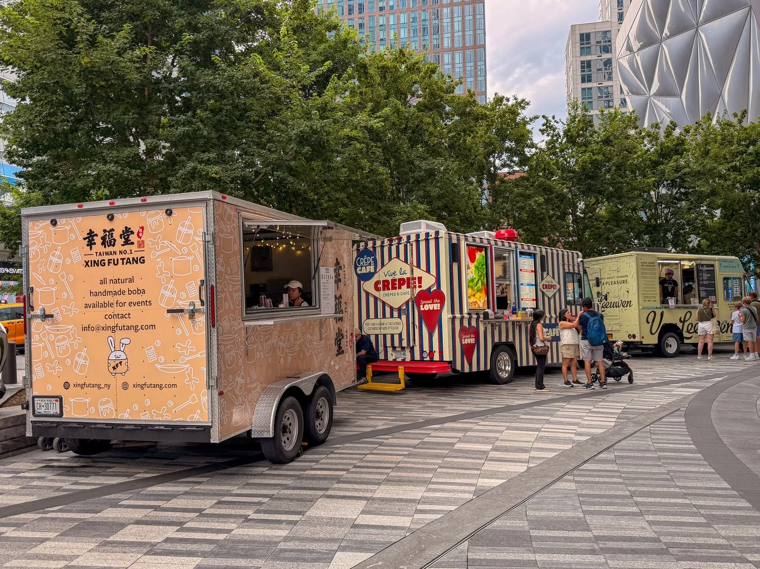 Food trucks surround the Vessel.