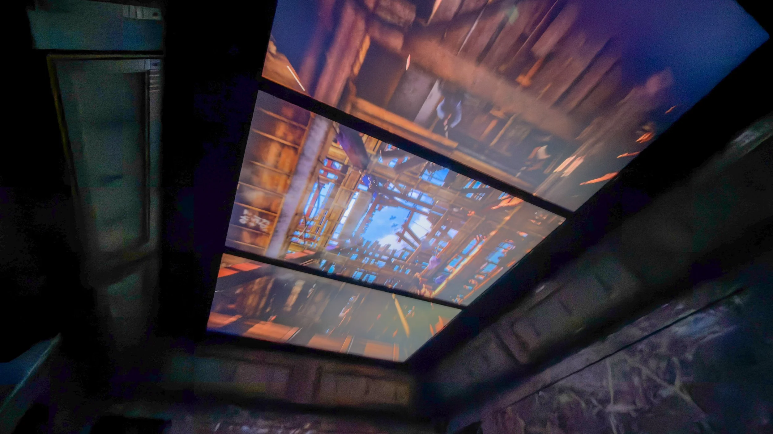 The video presentation inside the elevators.