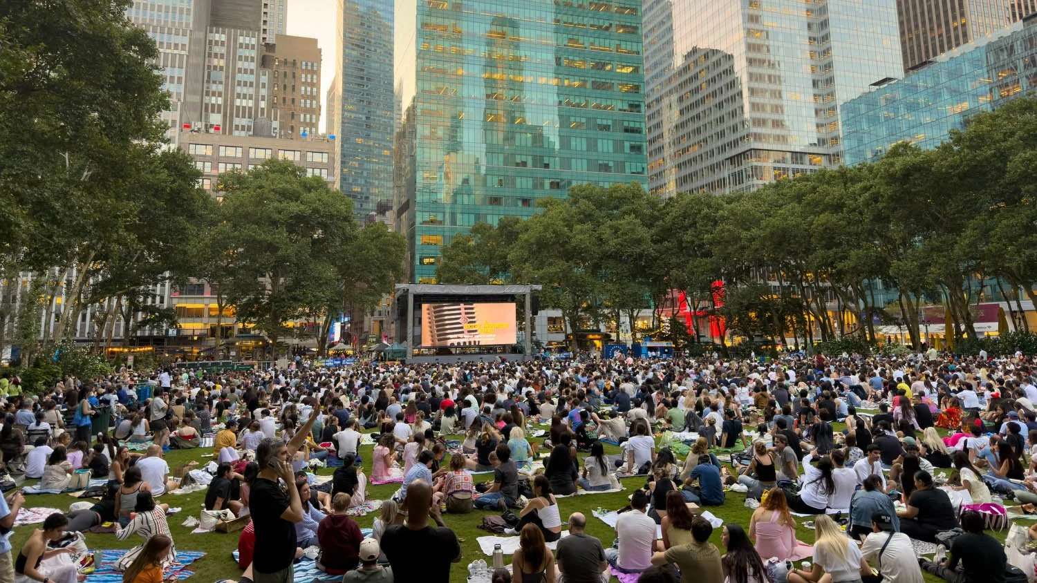 Summer movie night at Bryant Park.