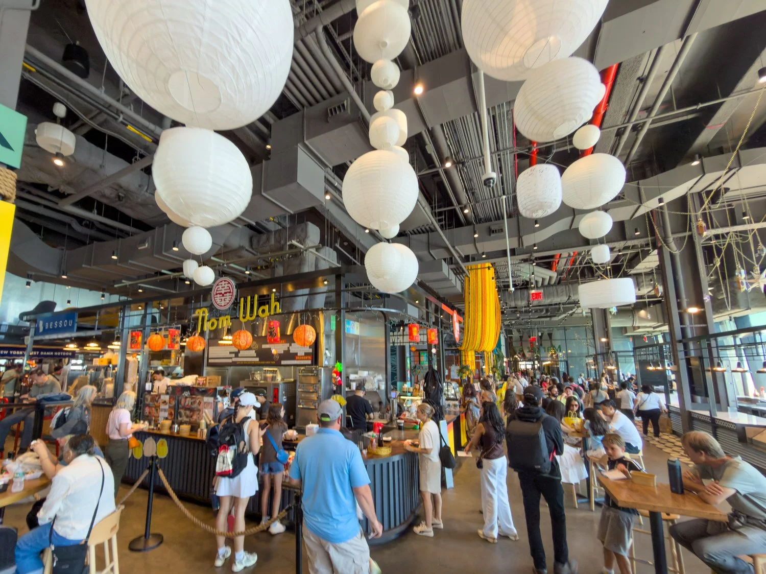 Inside the food hall area.