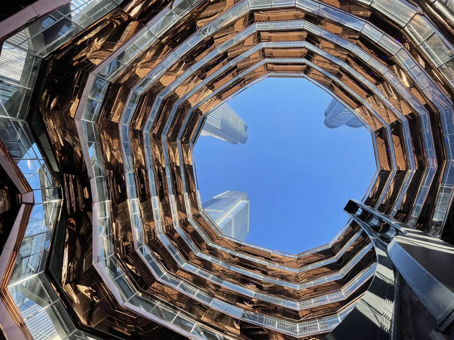 Looking up the top opening of the Vessel.
