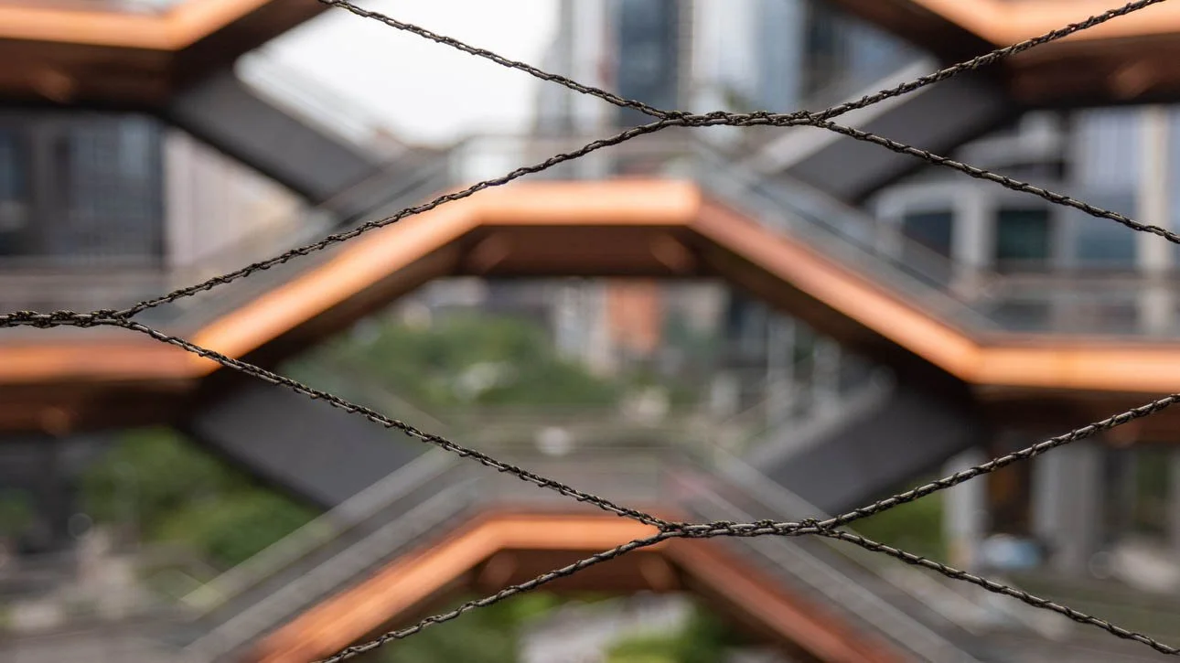 Closeup of the safety fence at the Vessel.