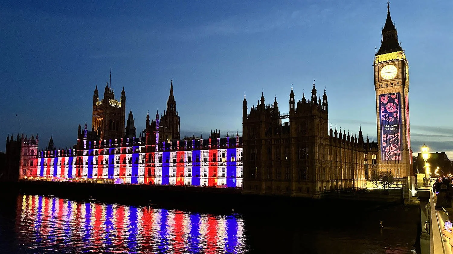 The Houses of Parliament, The Elizabeth Tower and Big Ben at dusk.