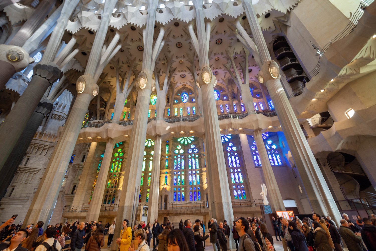 The massive columns in Sagrada Familia