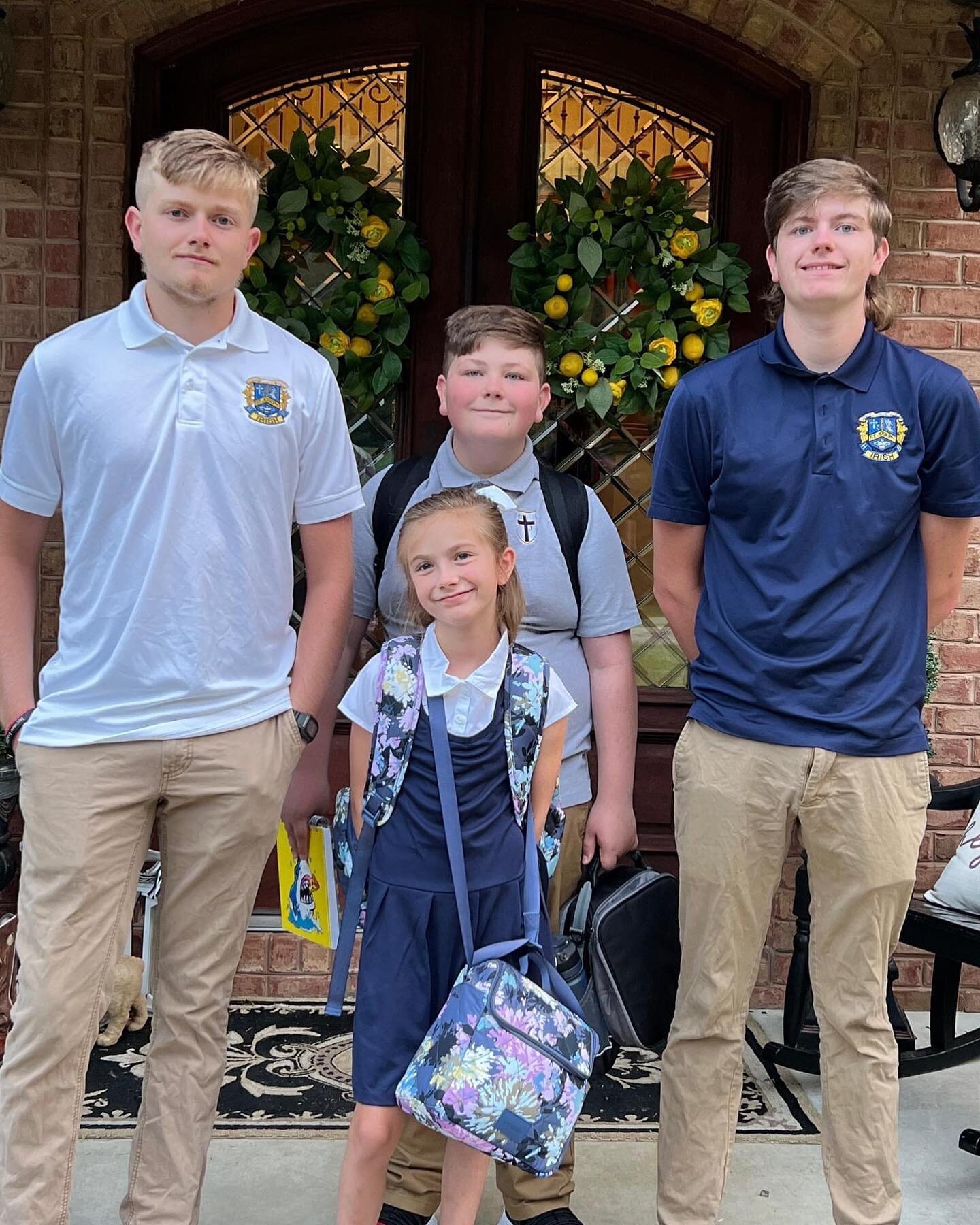 Joshua 1:9 NLT &ldquo;Be strong and courageous! Do not be afraid or discouraged. For the Lord your God is with you wherever you go.&rdquo;

Our children started school today and we have a senior, sophomore, 7th grader and 3rd grader! Praying for a bl