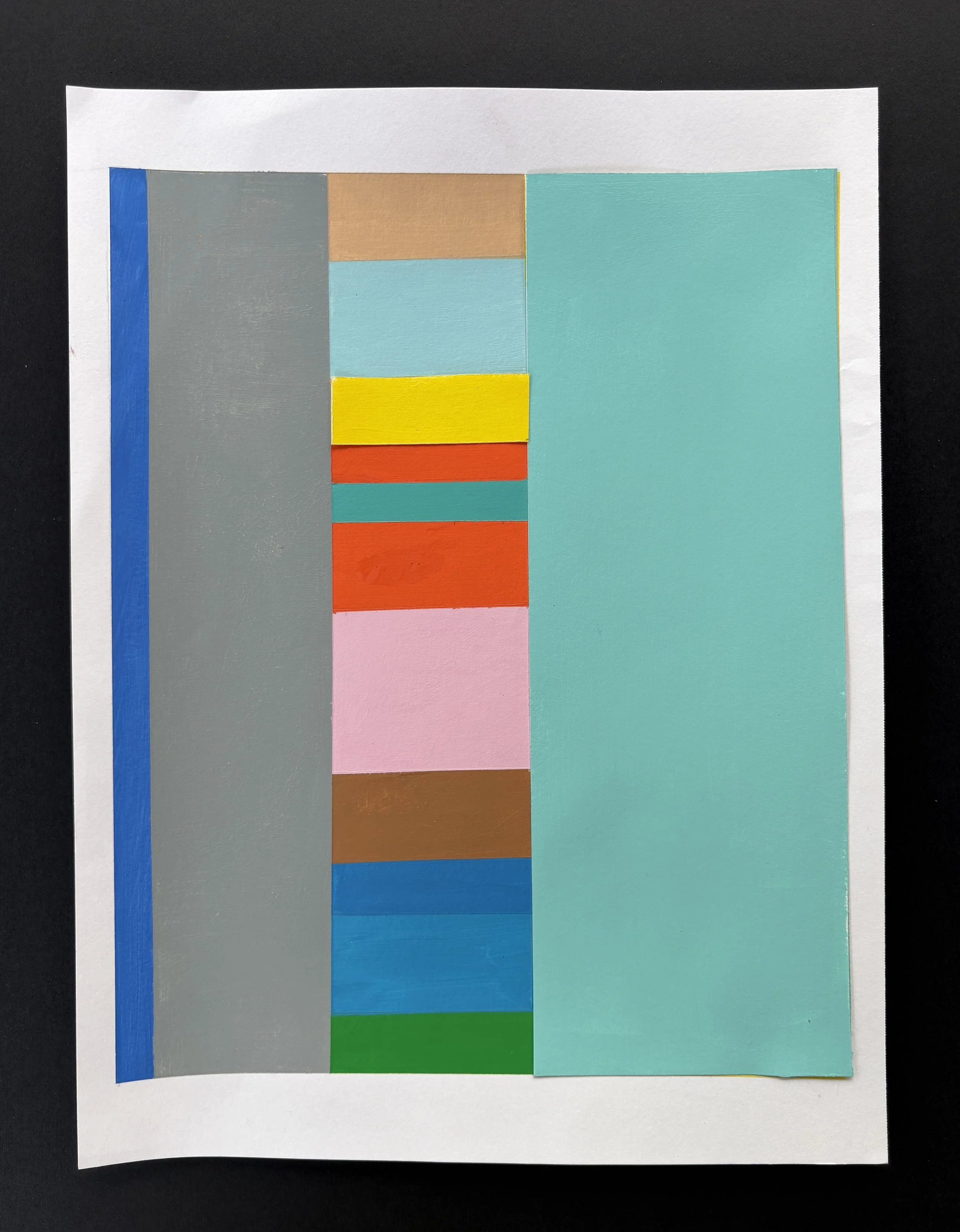 Teal with bright yellow stripe.