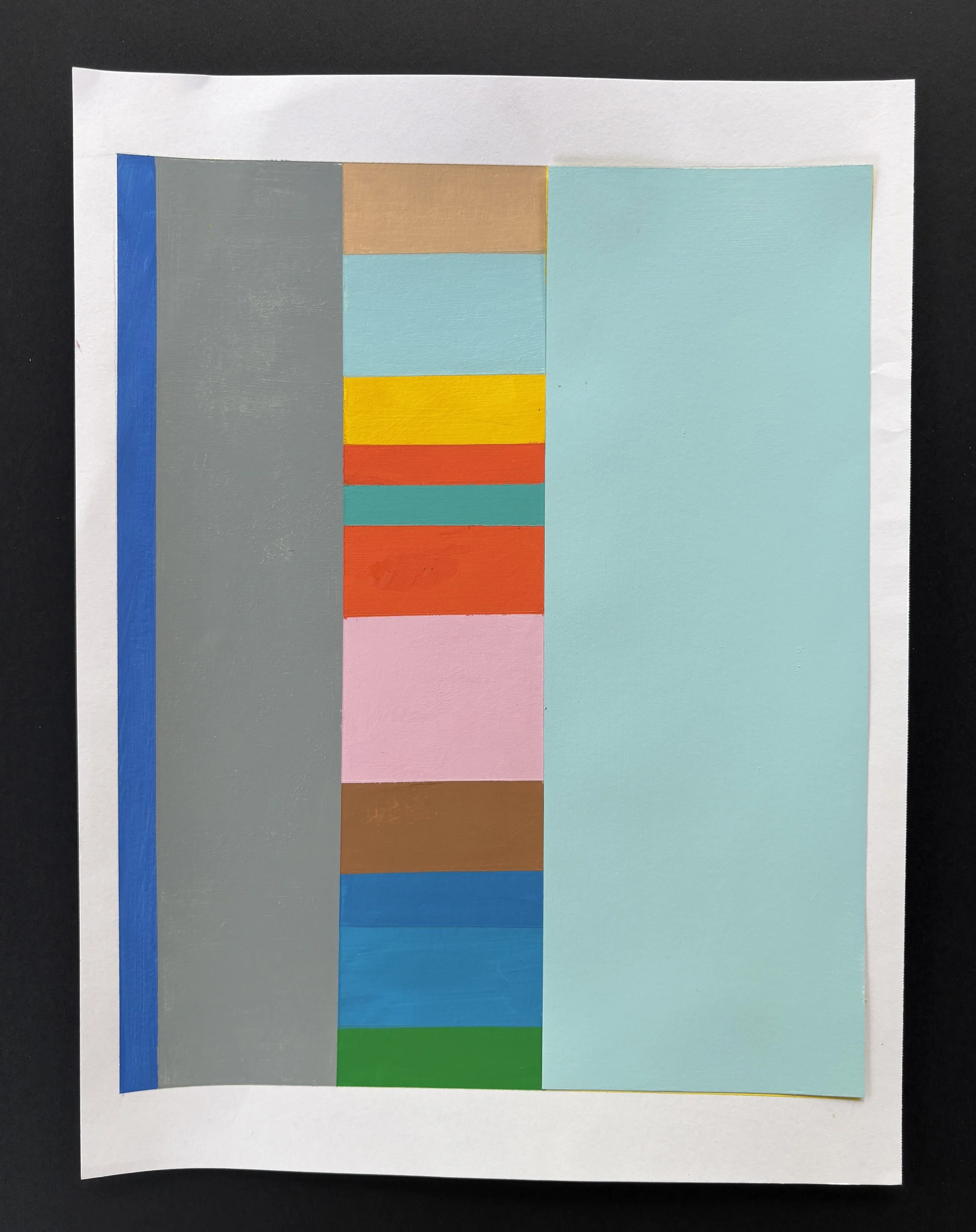 Pale blue with original yellow stripe.