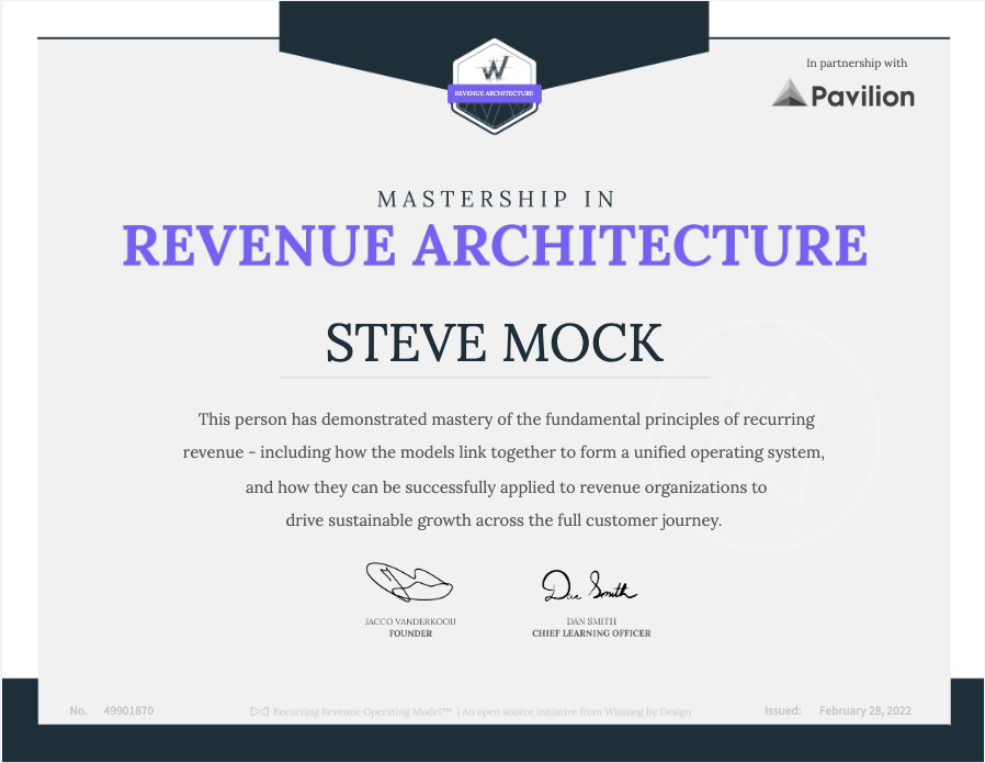 Completed Revenue Architecture School