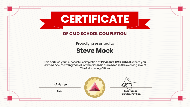 CMO (Chief Marketing Officer) School Completed