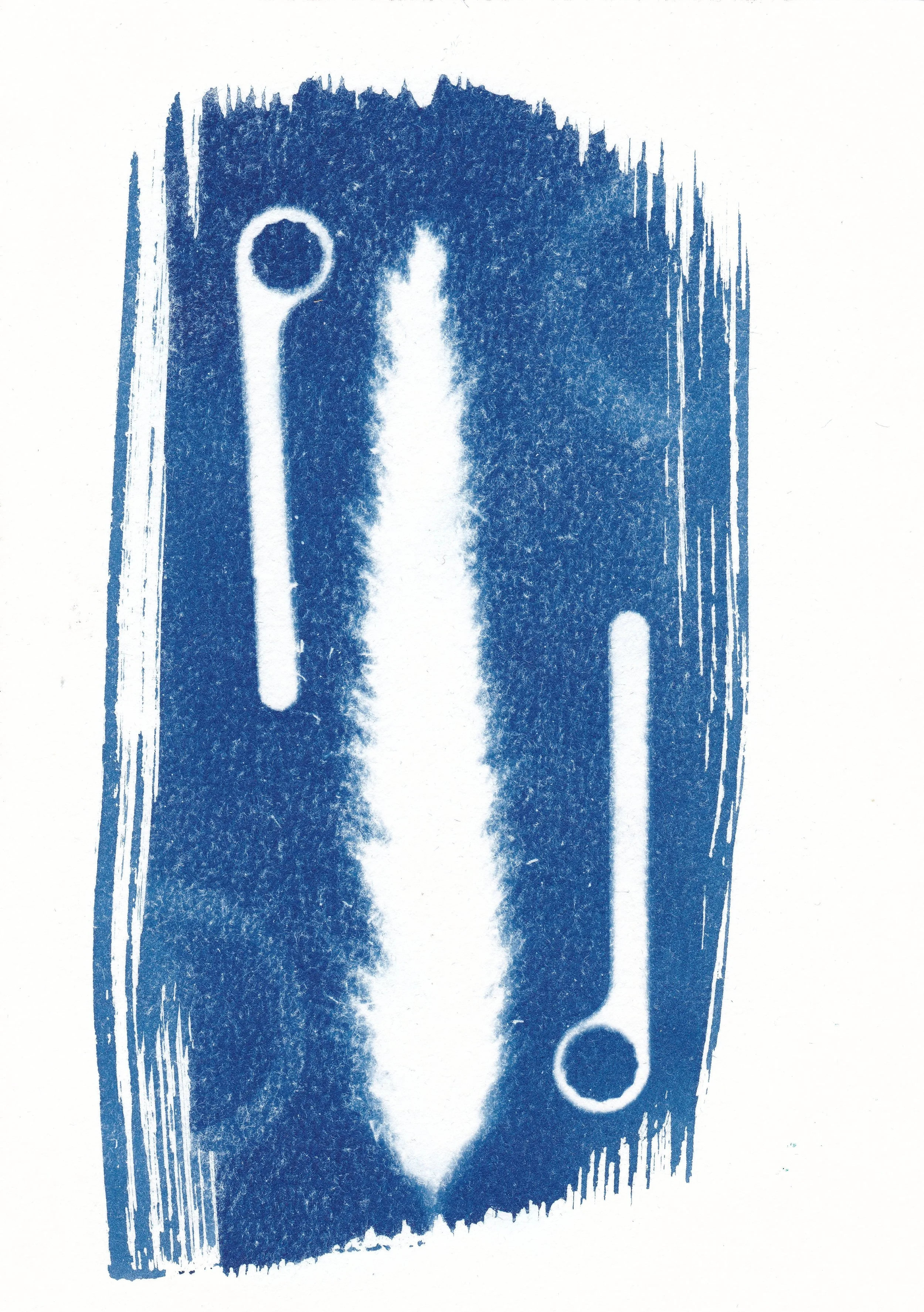 Sift // cyanotype on 300gsm hot-pressed watercolor paper, 14.8 x 21 cm, 2026