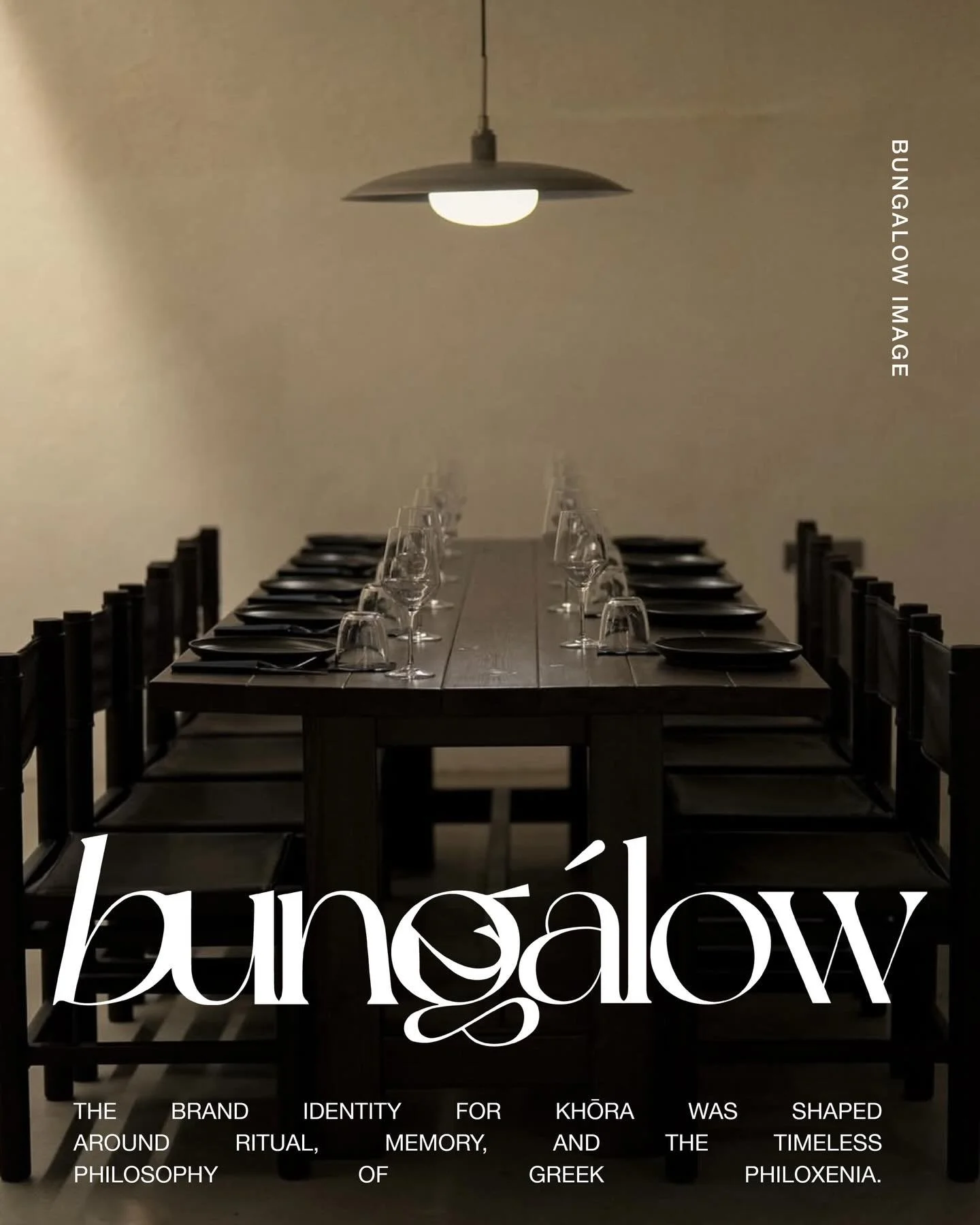 The brand identity for Khōra was shaped around ritual, memory, and the timeless philosophy of Greek philoxenia. 
_______________

Discover online bungalow28.com/projects/khora
Selected mockups and visualisations created by Bungalow Image for presenta