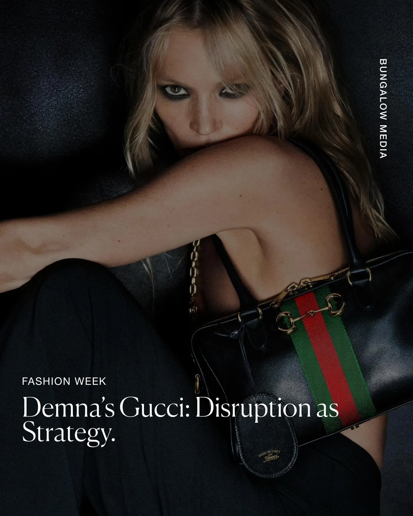 Kate Moss for Gucci under Demna is a nostalgic gesture &mdash; but one deliberately recalibrated.

The reference to Tom Ford is unmistakable, yet it is neither replicated nor romanticised. Instead, it is refracted through a more confrontational lens,