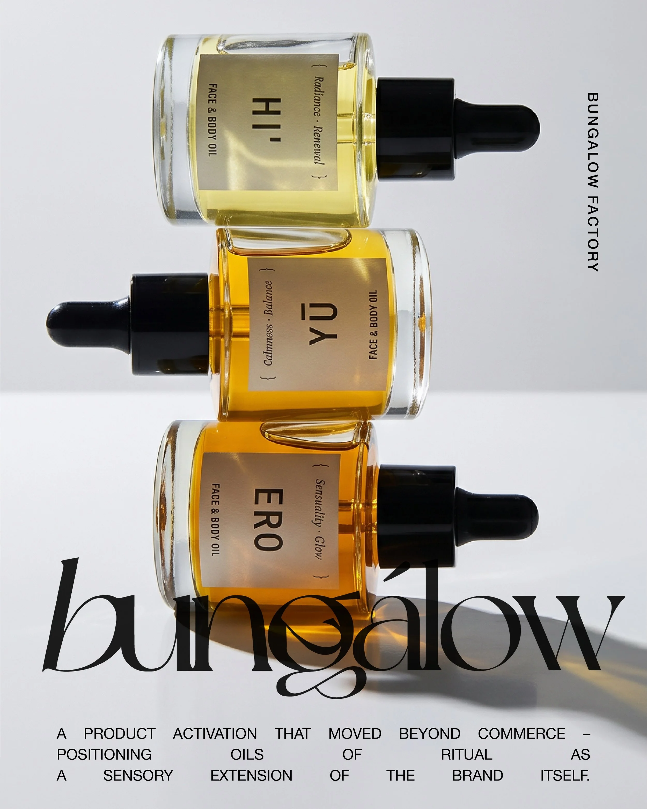 For Oils of Ritual by Istorja I&rsquo;tems, Bungalow Factory in collaboration with Bungalow Digital developed a dedicated product activation, translating a retail introduction into a visual and narrative system designed to drive both desire and cultu