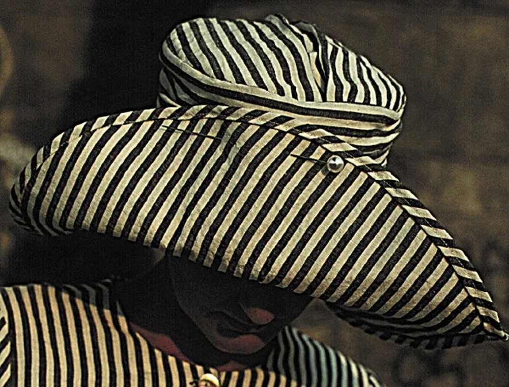 striped linen victorian pin hat