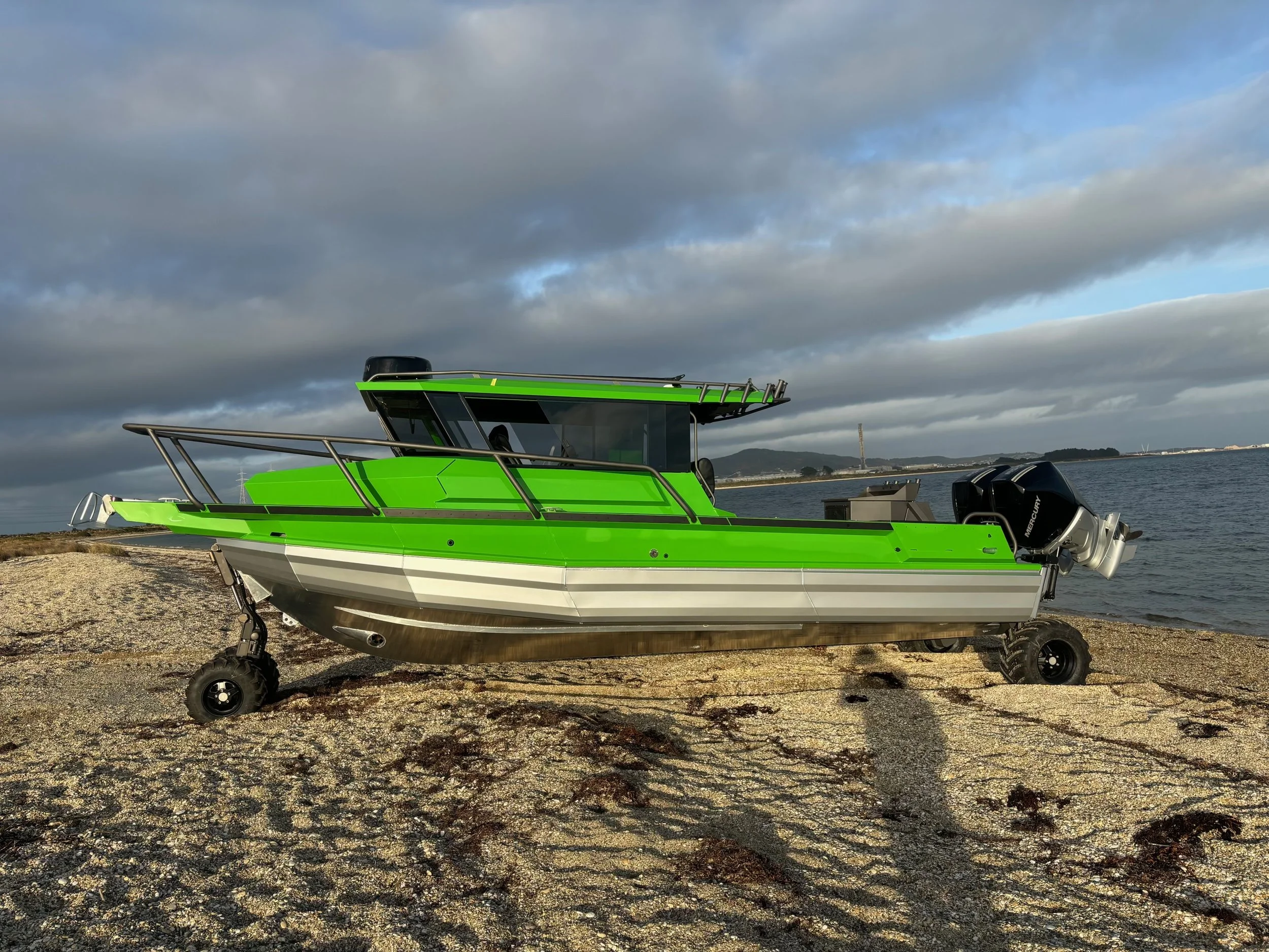 Amphibious boat on land