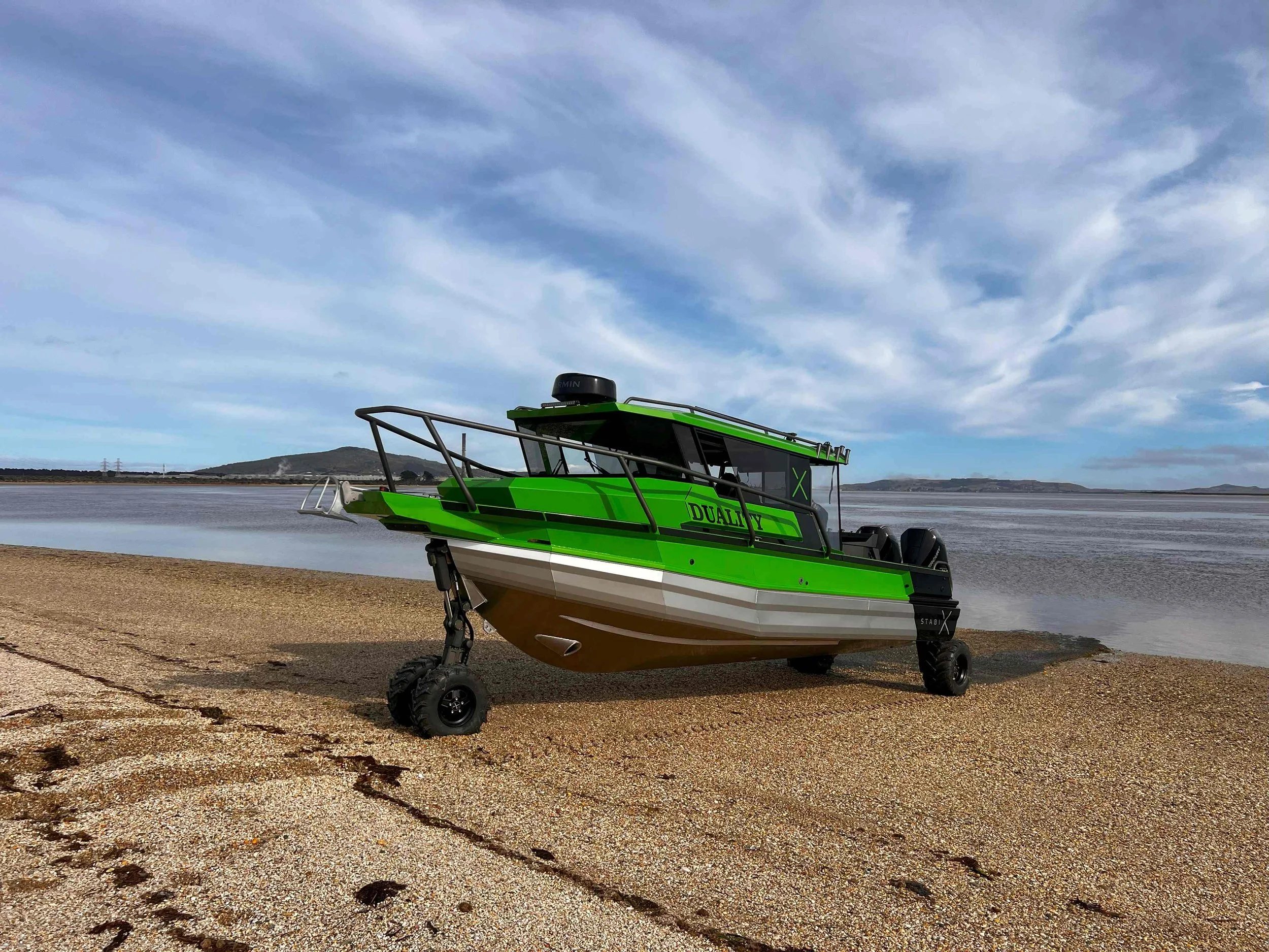 Amphibious boat on land