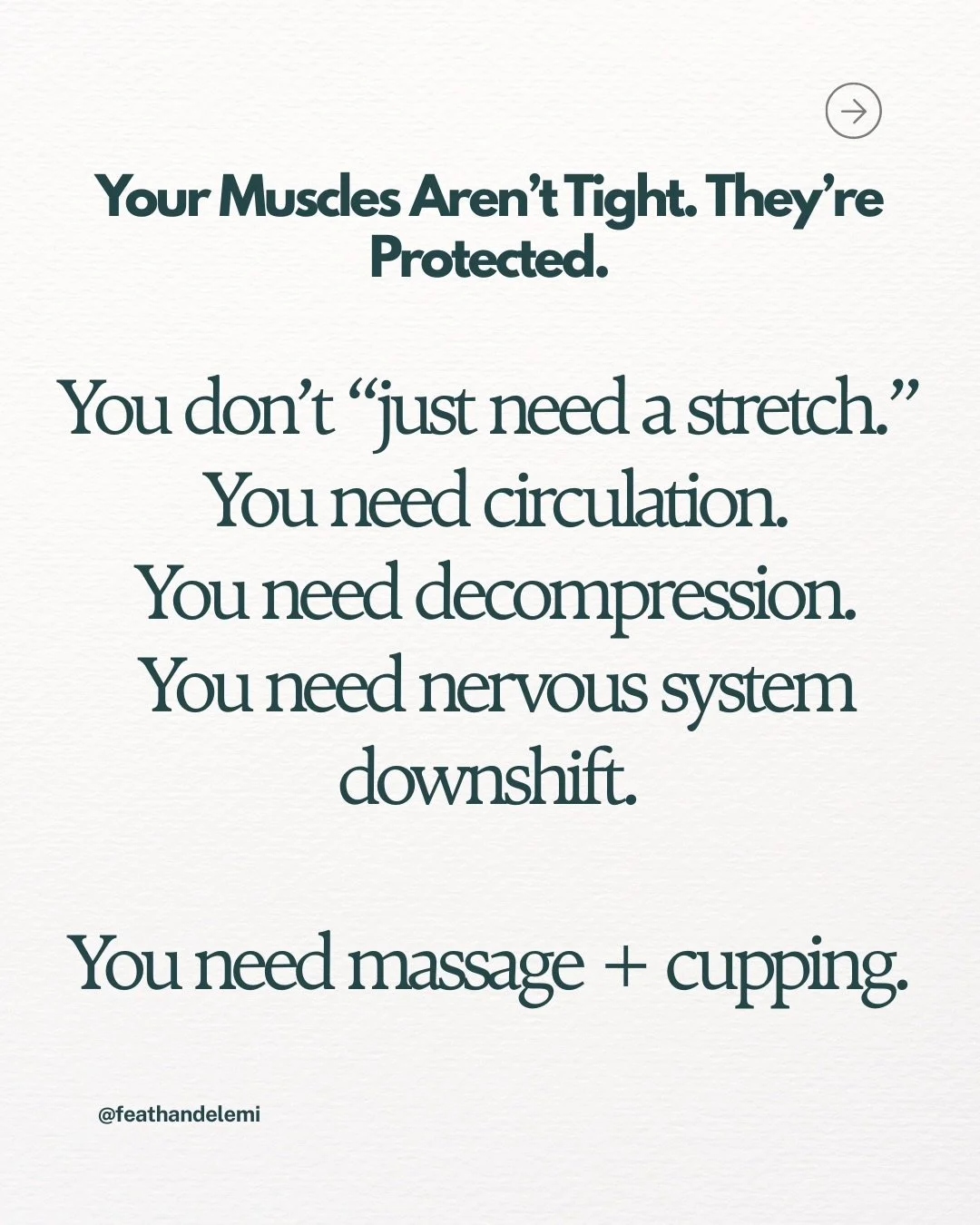 Your body is adaptive.

It adapts to stress.
It adapts to sitting.
It adapts to carrying mental load.
It adapts to pushing through.

Massage and cupping help it adapt back.

Manual therapy improves circulation, tissue hydration, fascial glide, and ne