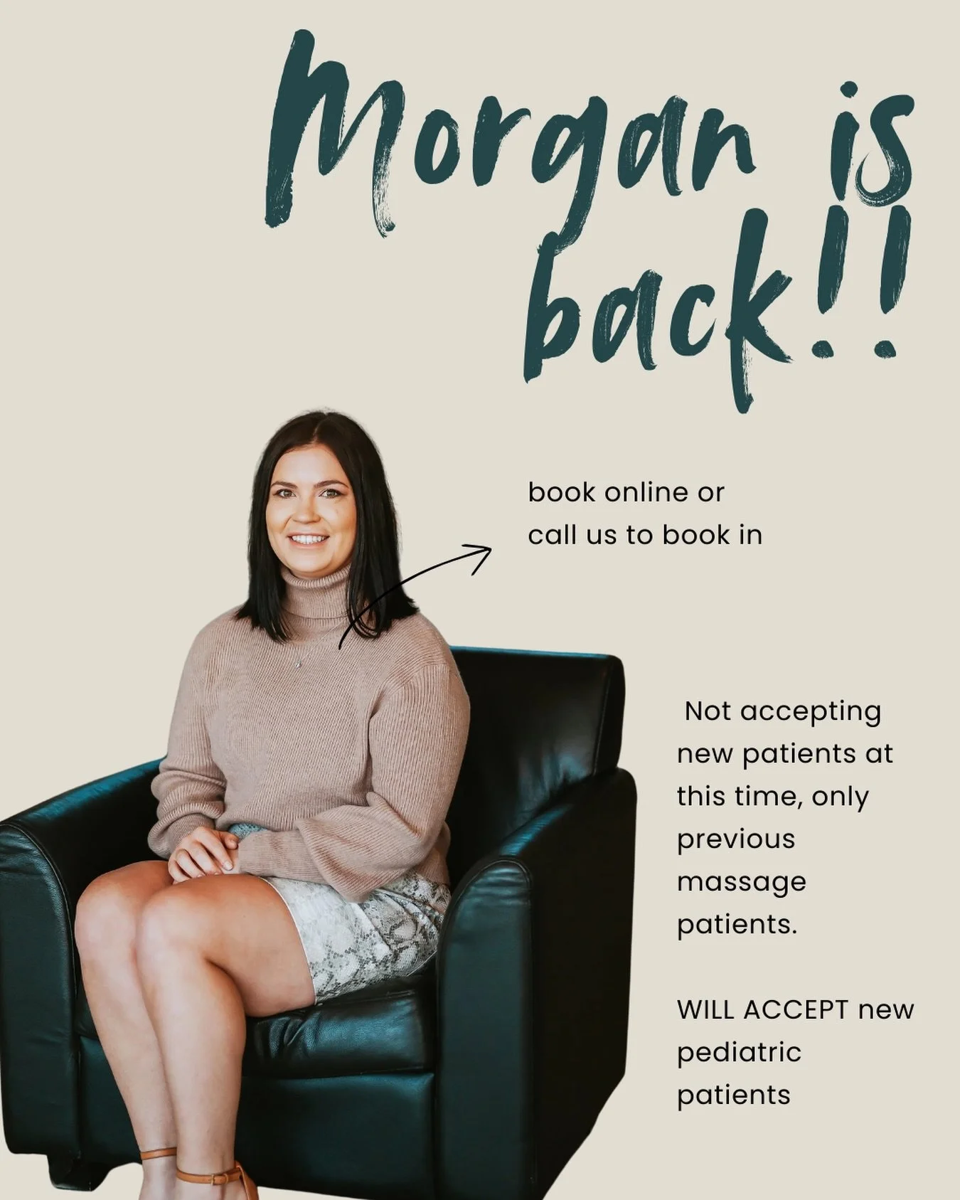 She&rsquo;s BAAAAACCCKKK!!!! 🙌🏼🙌🏼

For any of Morgan&rsquo;s returning clients, you can call or message us to book in for massages 💆🏽 .

If you&rsquo;re looking to book a child in for a pediatric or infant massage you can head online, call, or 