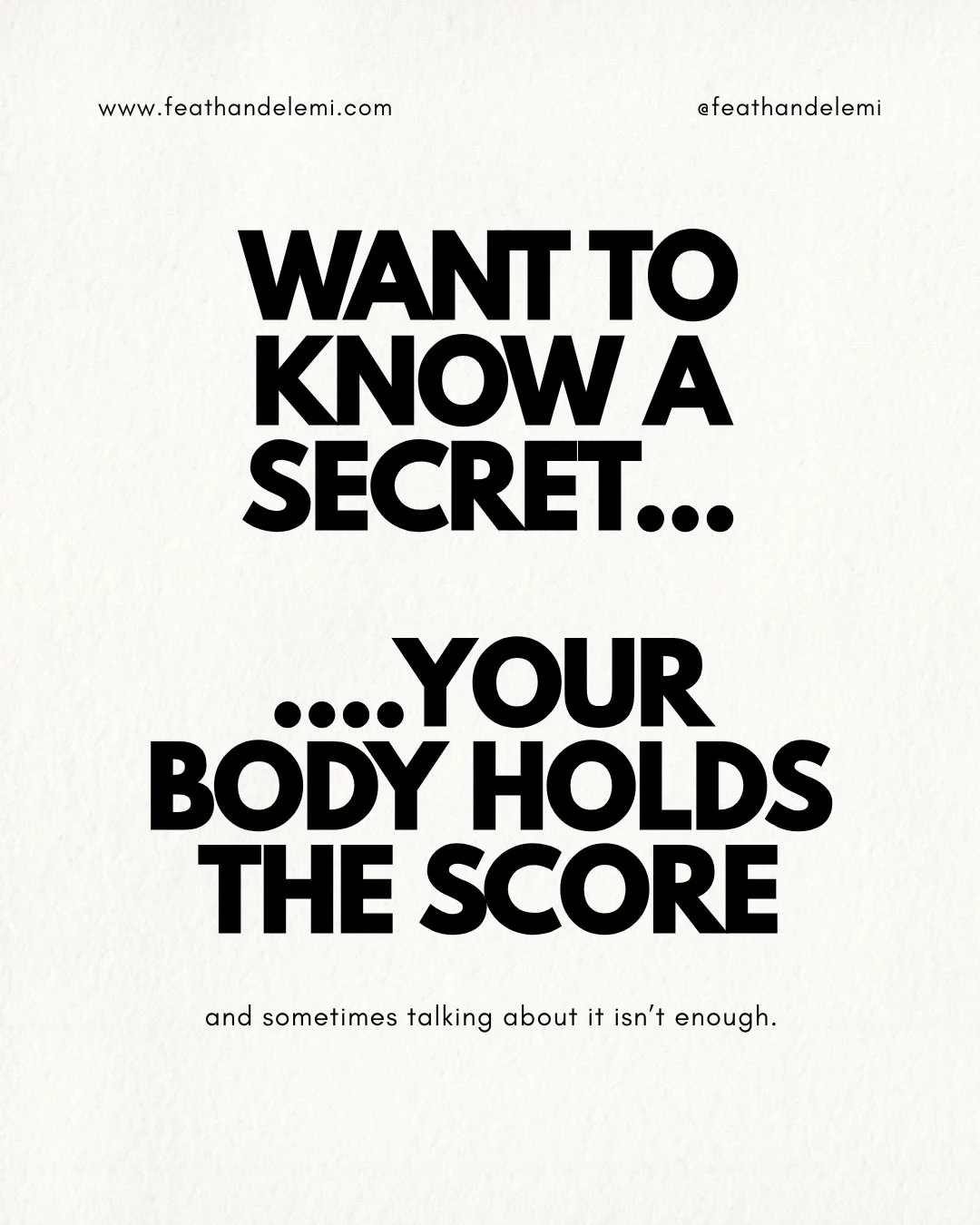 We&rsquo;ve been taught that healing only happens in the mind.
But what if your body has been carrying the story, too?

You can understand your trauma.
Talk through it.
Process it logically.

&hellip;And still feel it sitting in your chest, jaw, hips