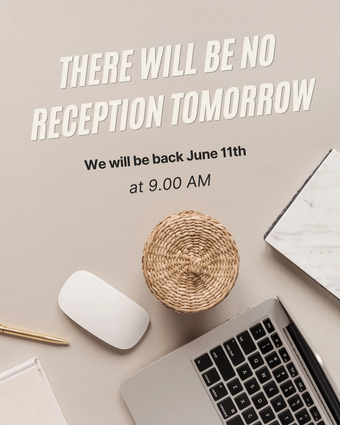 Please note that there will be no reception coverage tomorrow, June 10th.

The clinic will remain open as scheduled, and all practitioner appointments will continue as planned.

If you need to contact us, please leave a voicemail, send us an email, o
