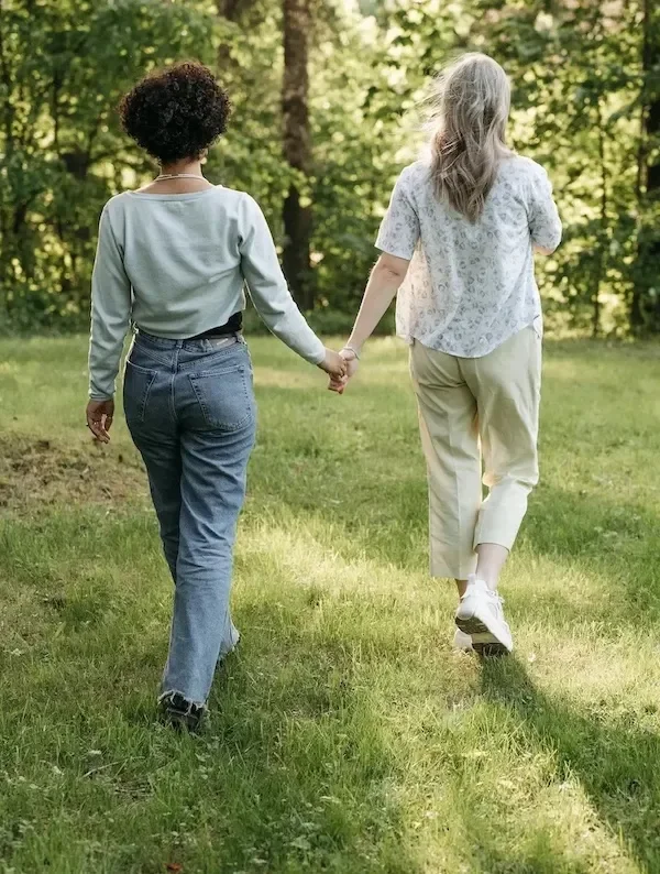 couple walking in nature together