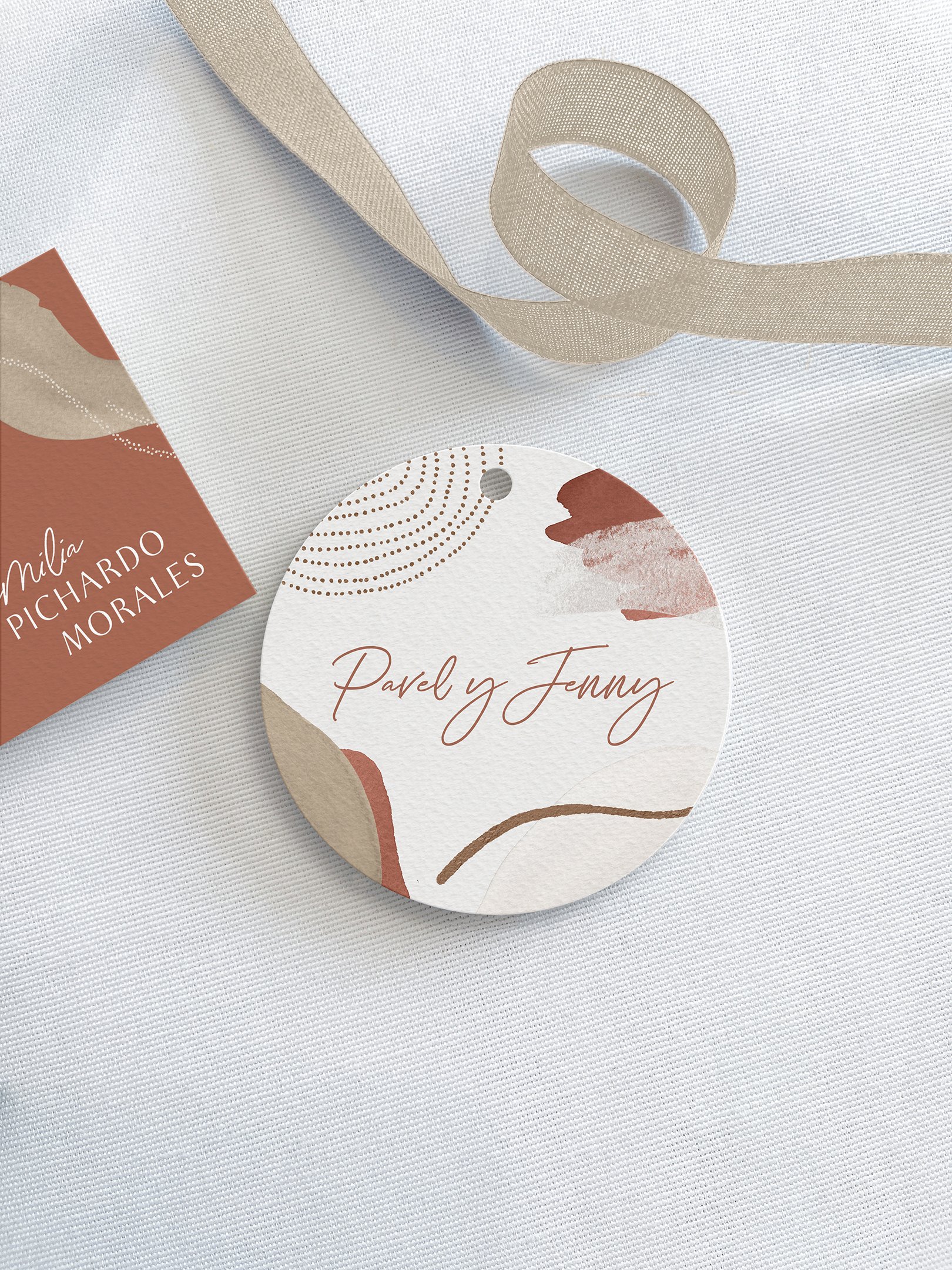Abstract Terracotta Round Tags