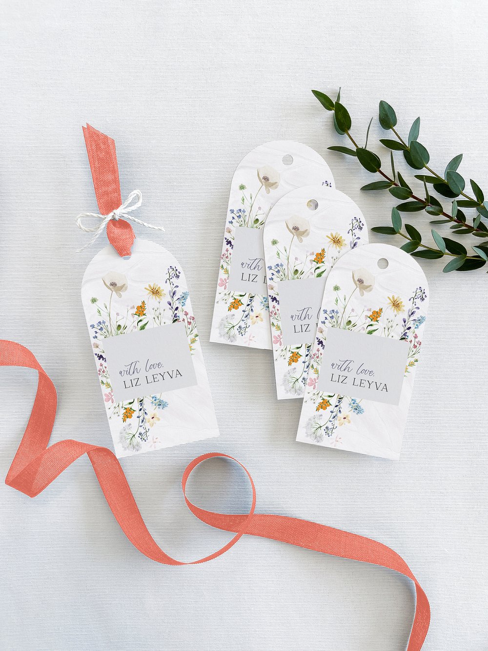 Strokes of Floral Wedding Gift Tags & Stickers