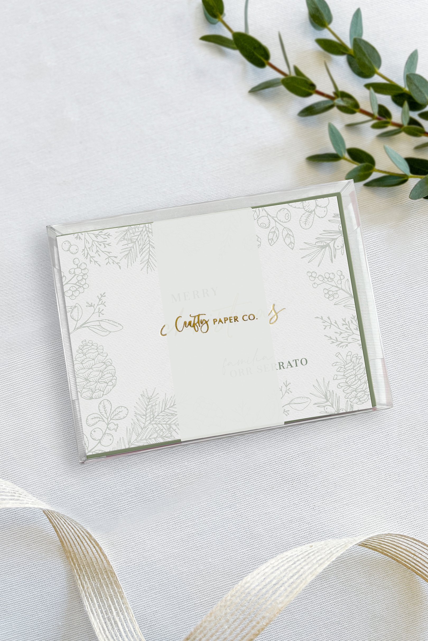 Christmas note cards gift-ready packaging.