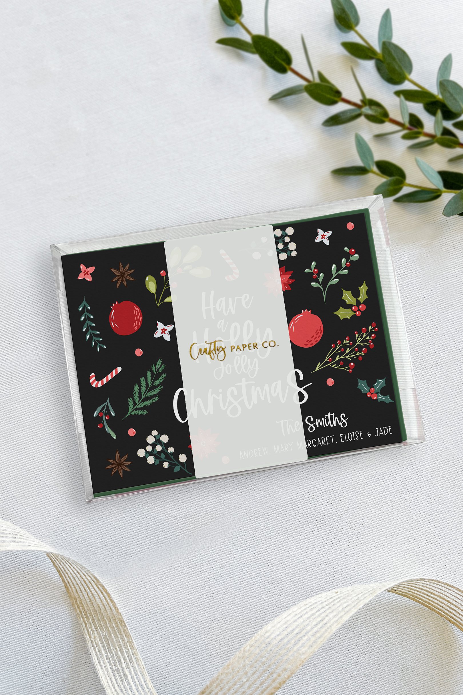 Christmas note cards gift-ready packaging.