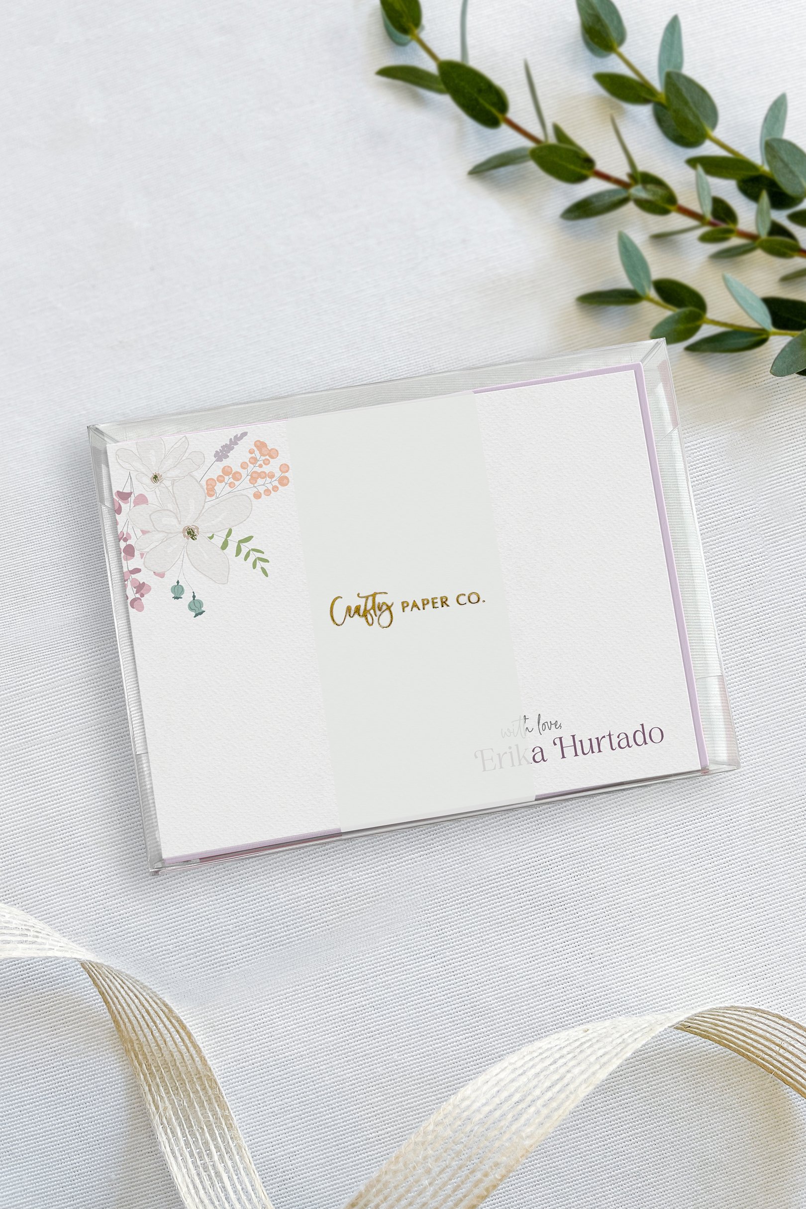 Sweet spring flat notecards gift-ready packaging.