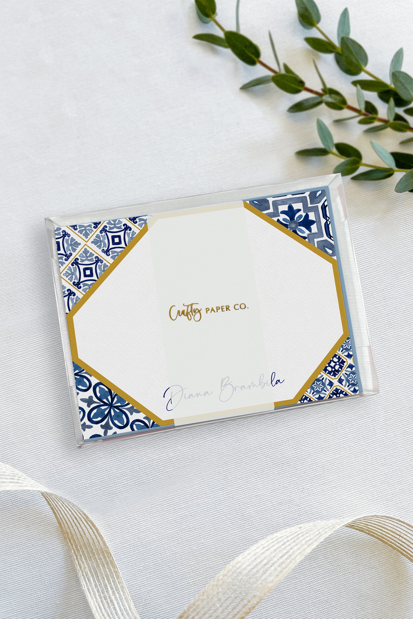 Mexican Talavera flat notecards gift-ready packaging.