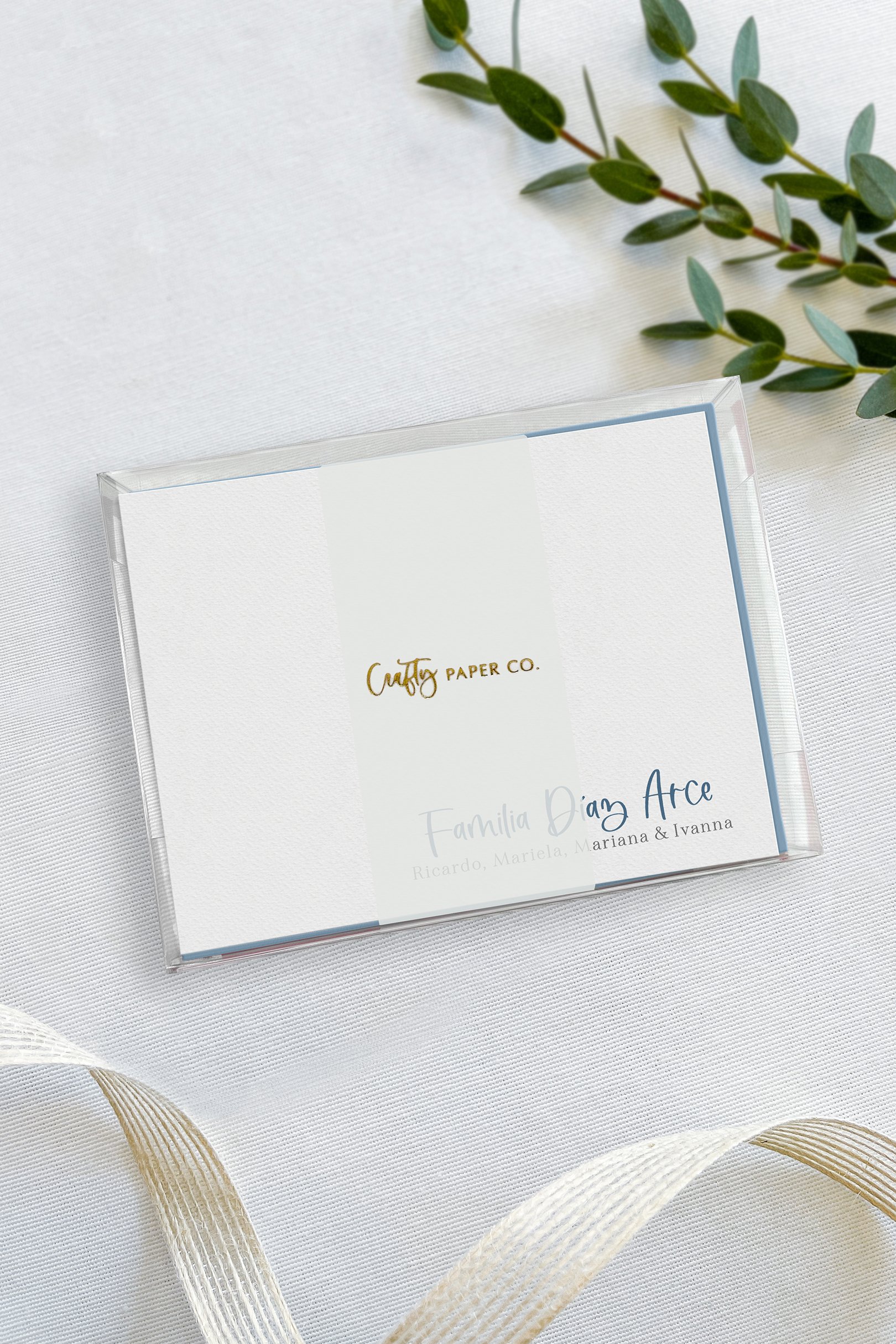 Paint Strokes flat notecards gift-ready packaging.