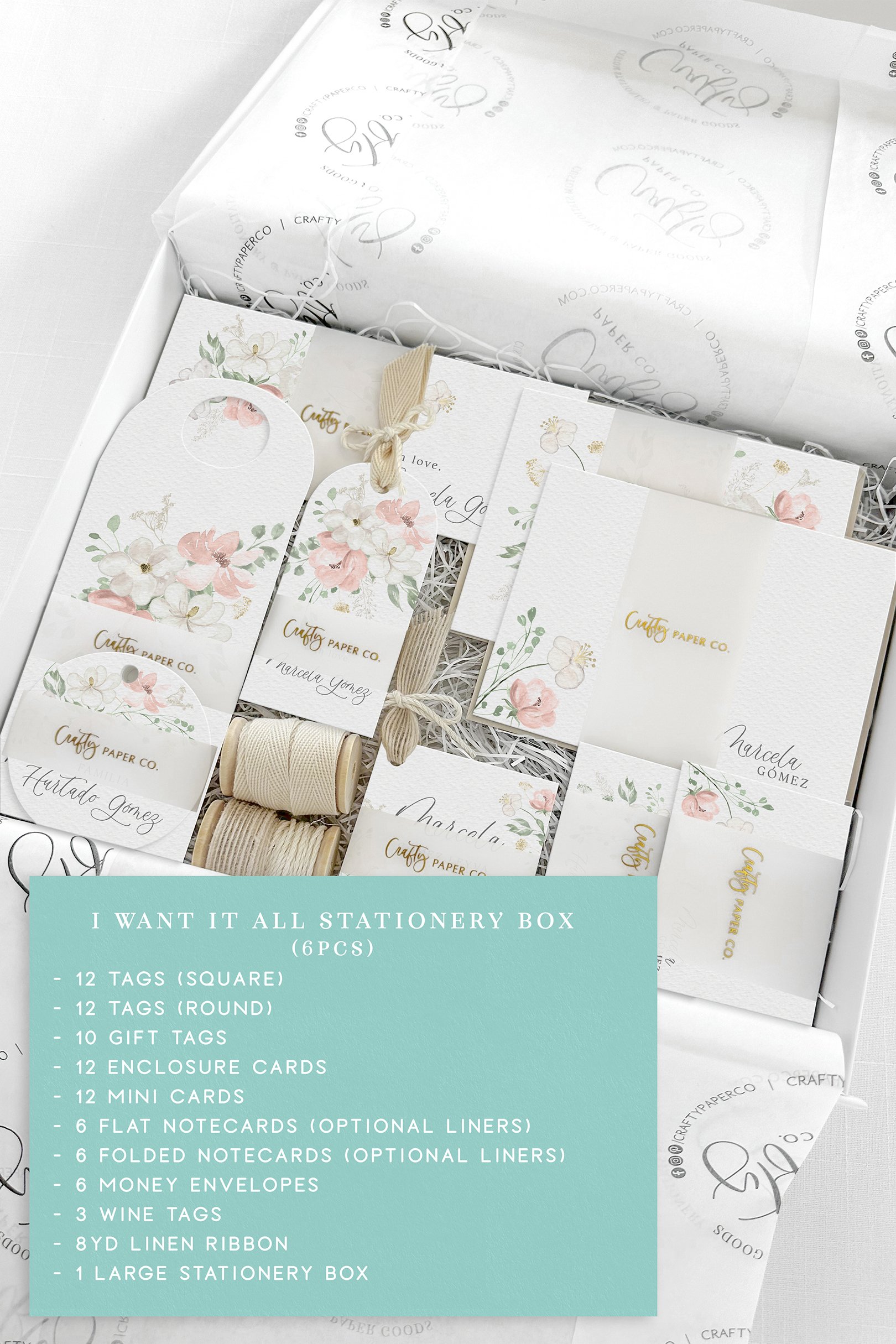 Blush large personal stationery box.