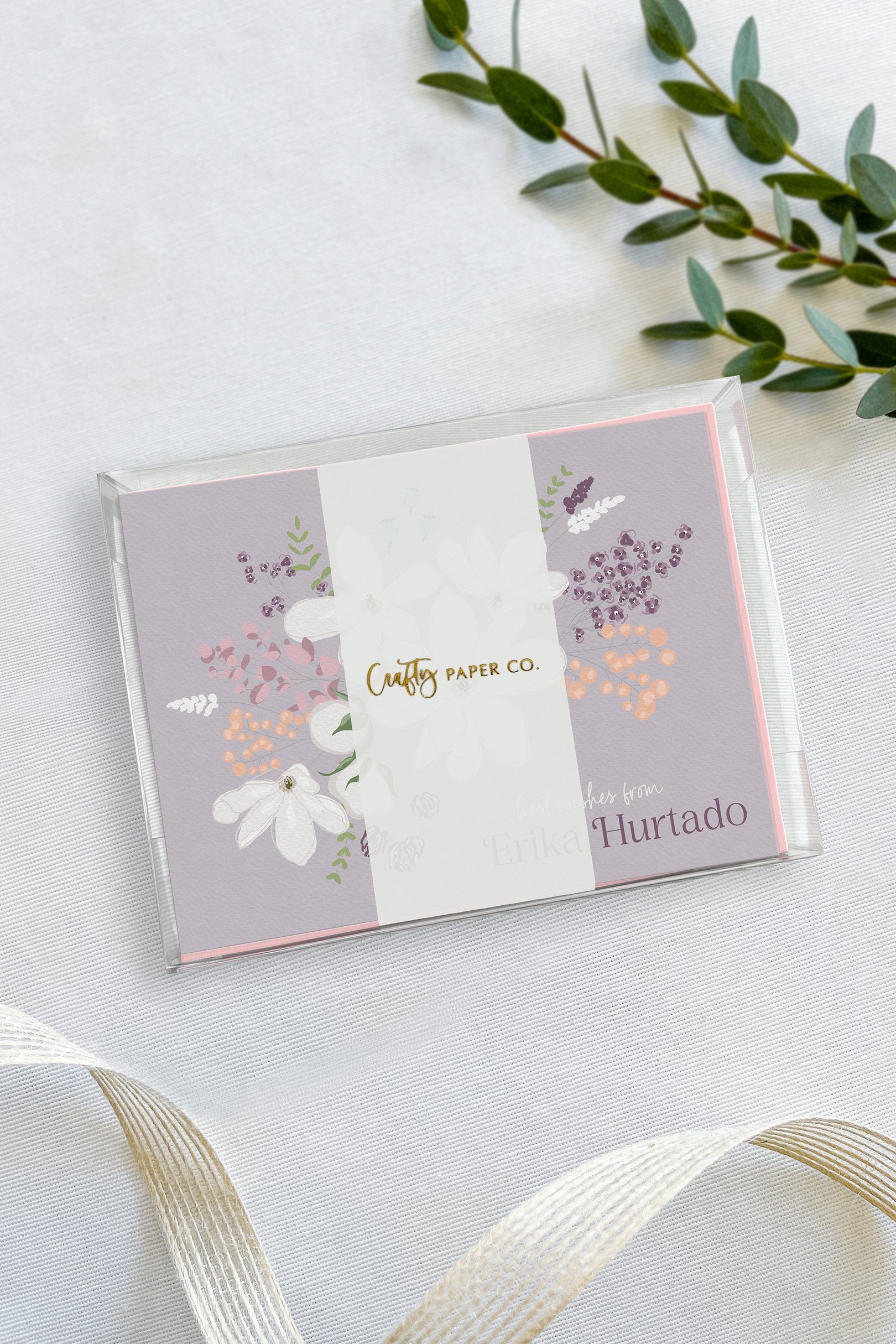 Sweet spring flat notecards gift-ready packaging.