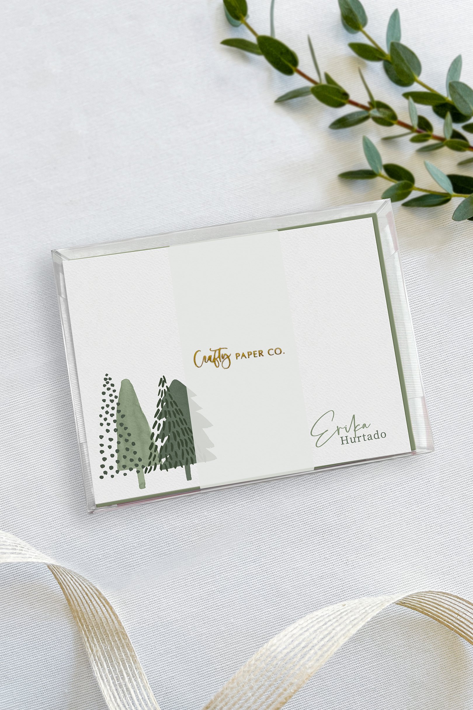 Oh Christmas Tree flat notecards gift-ready packaging.