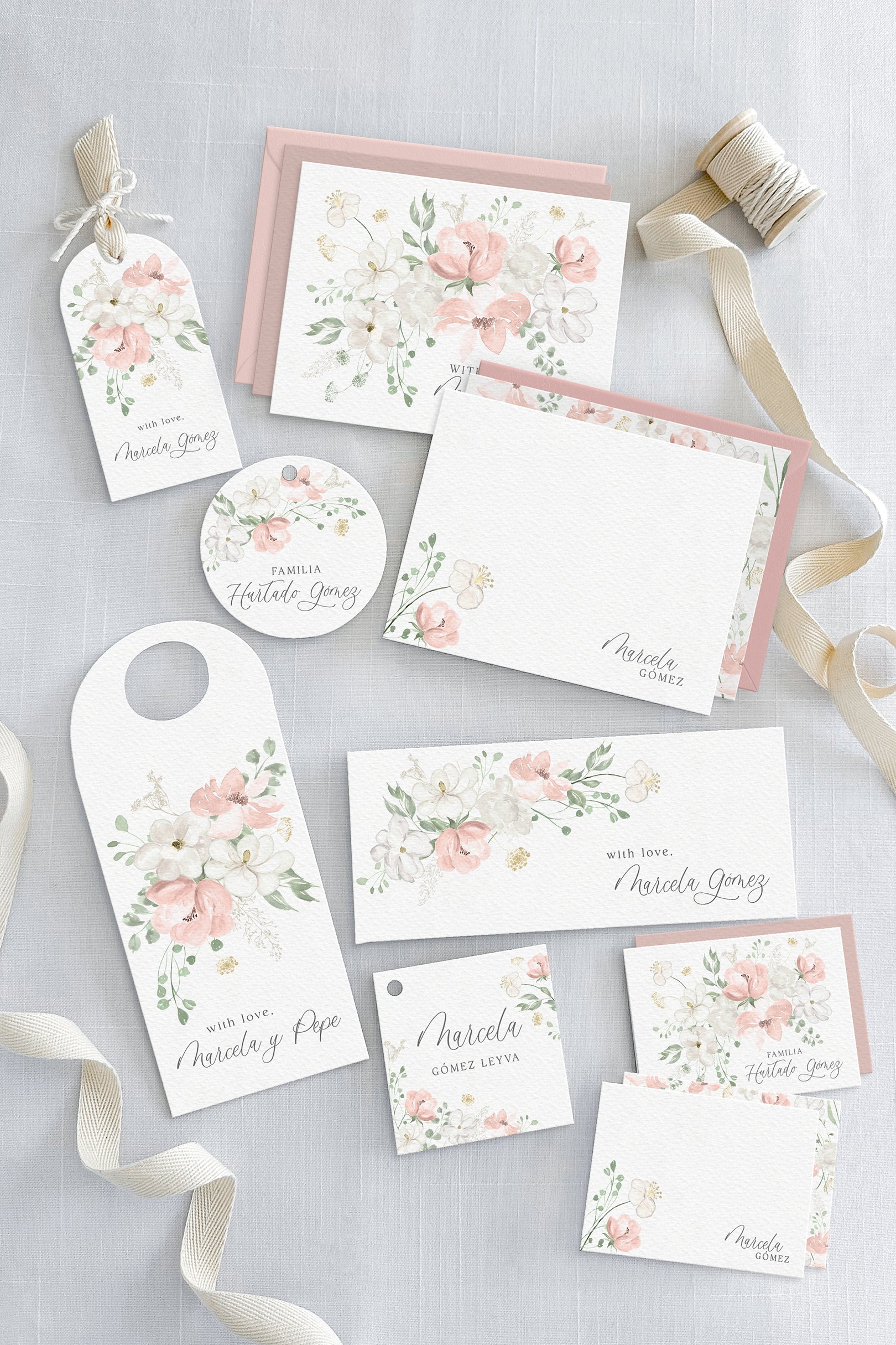Blush floral personal stationery set.