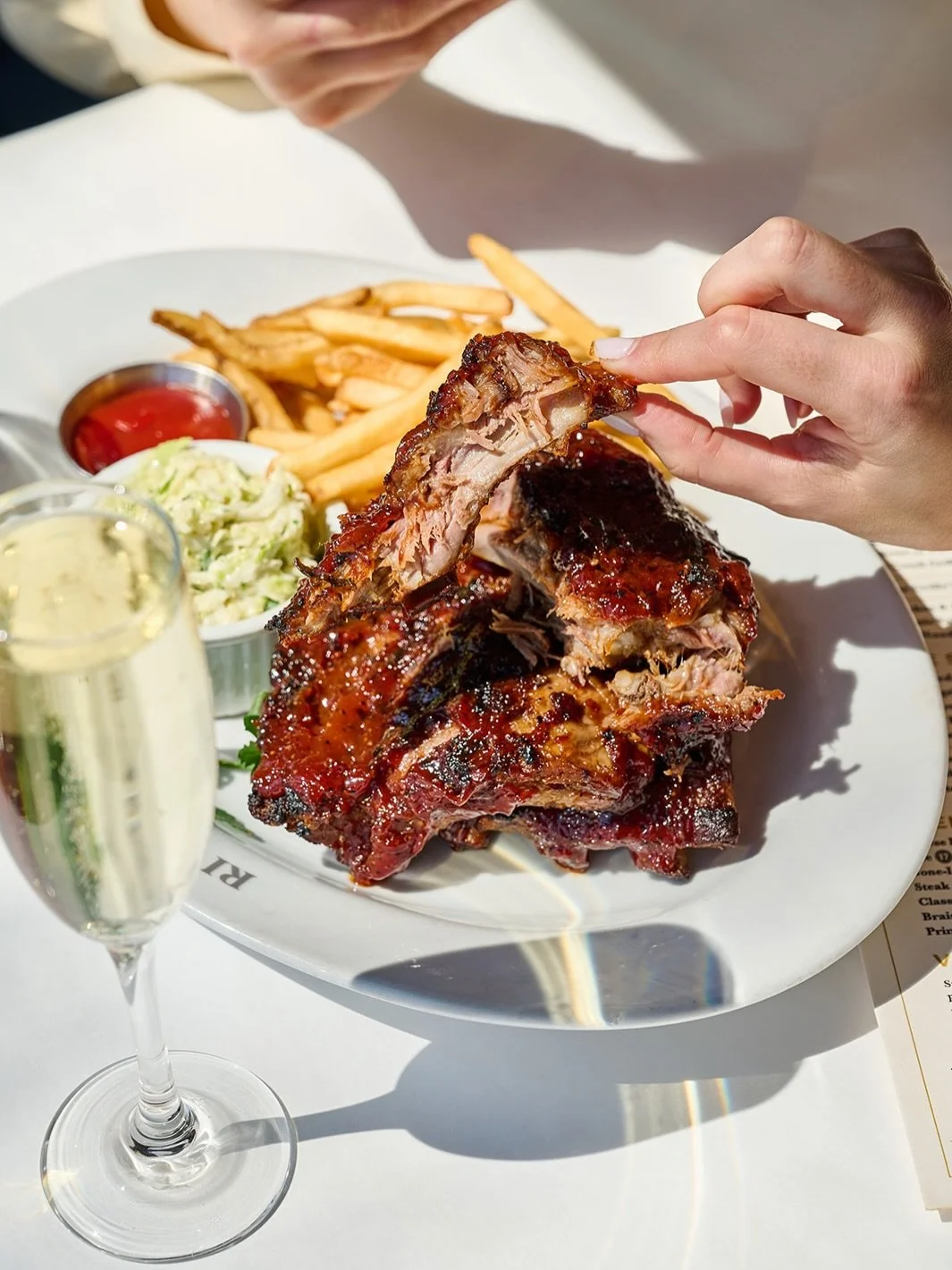 Knife &amp; Fork BBQ Ribs 
fall off the bone tender, house-made coleslaw, french fries