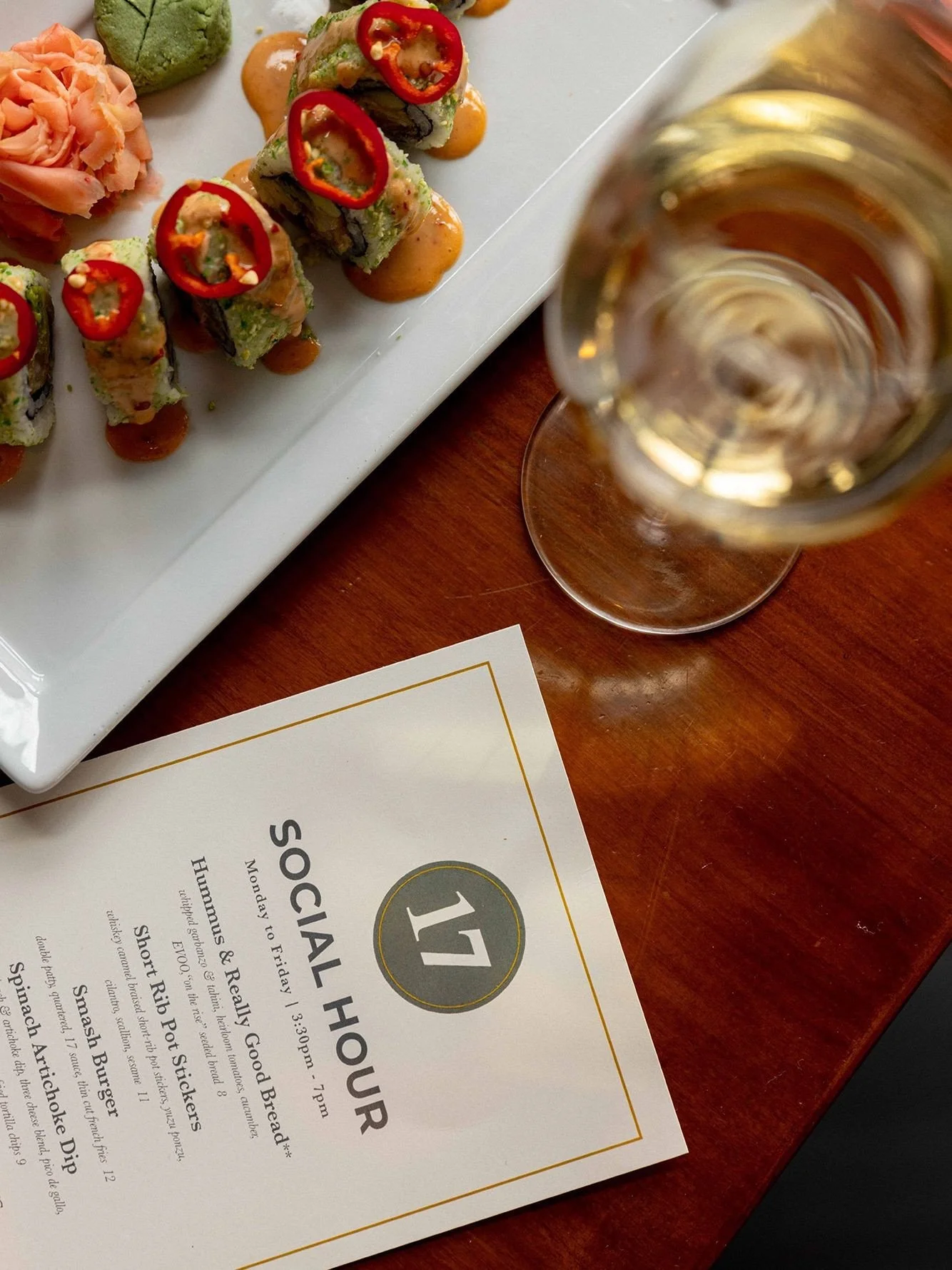 Socializing over sushi.