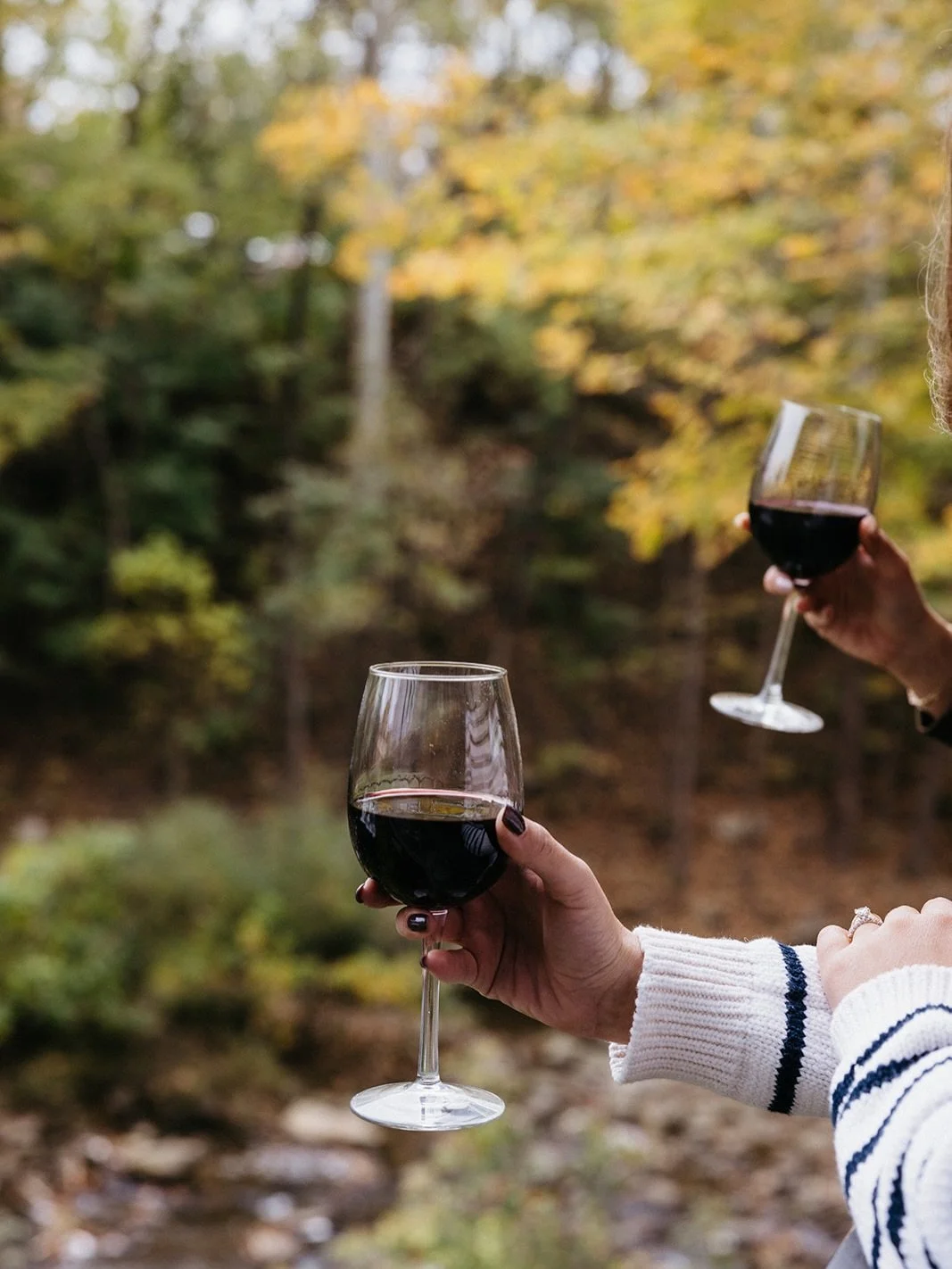 Dinner with a fall backdrop.