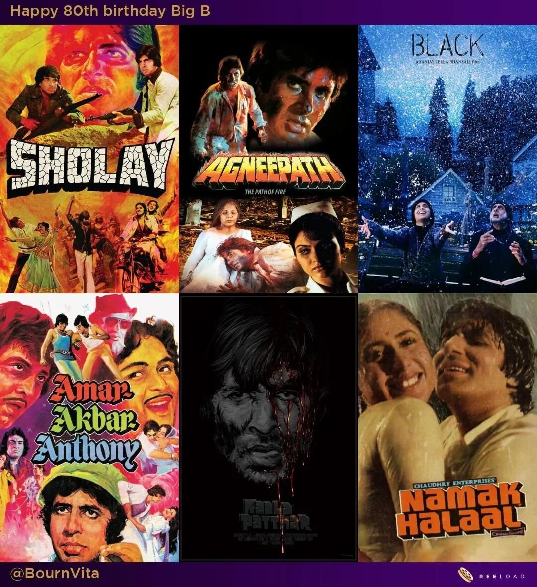 Happy Birthday Big B, thank you for providing nonstop entertainment and legendary characters for all these years. Wish you great health from team Reeload

#bollywood #indian #amitabhbachchan #happybirthday #film #movies #list