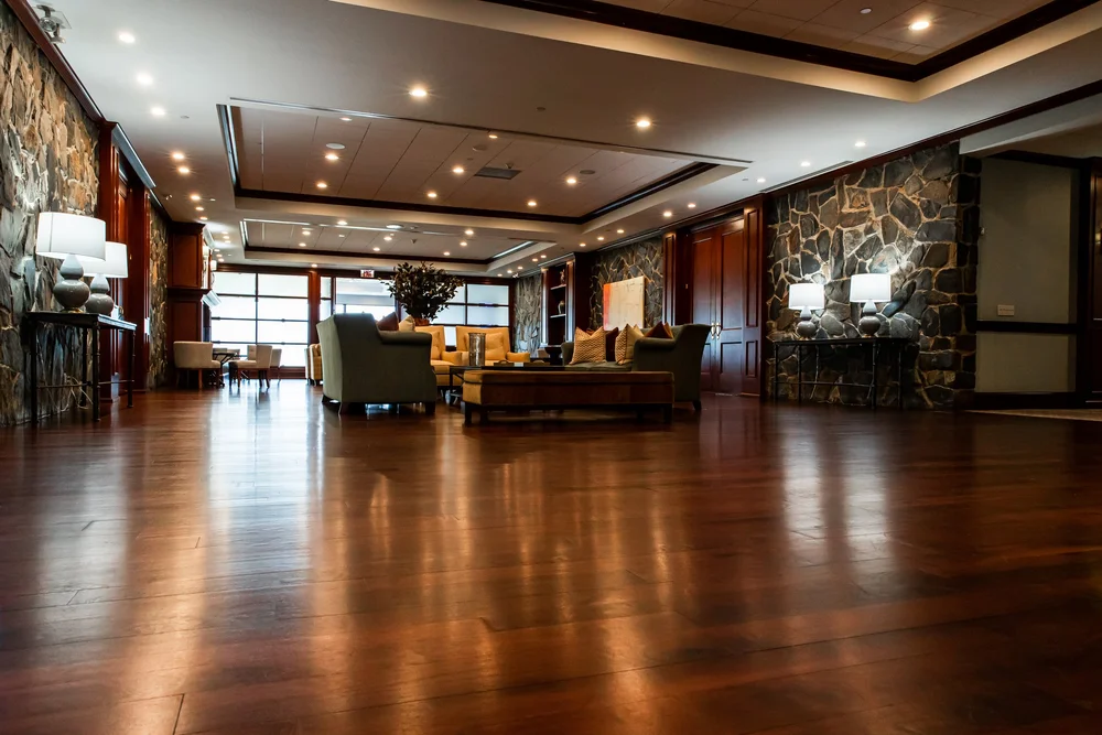 Refinished hardwood in a country club