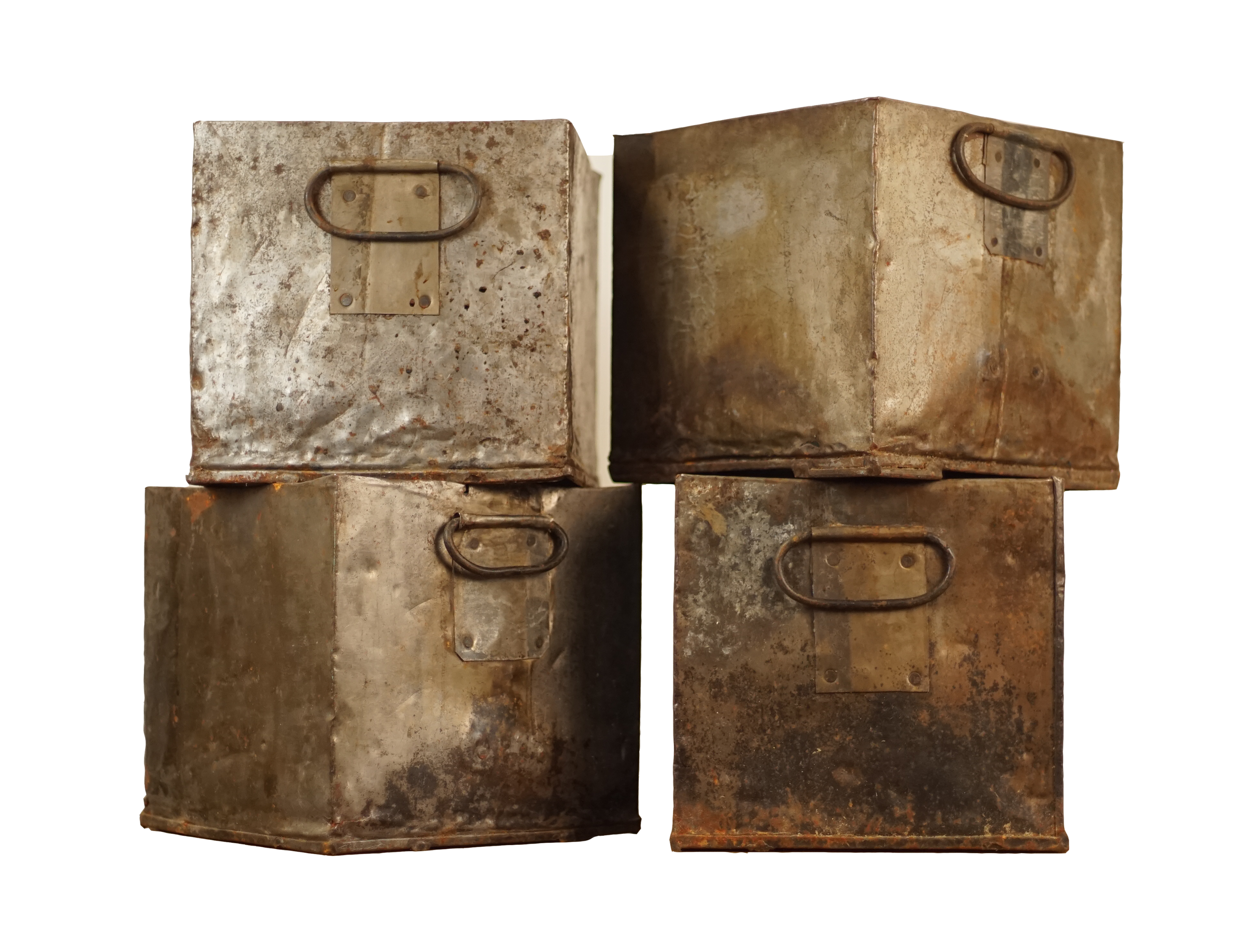 Four vintage metal boxes