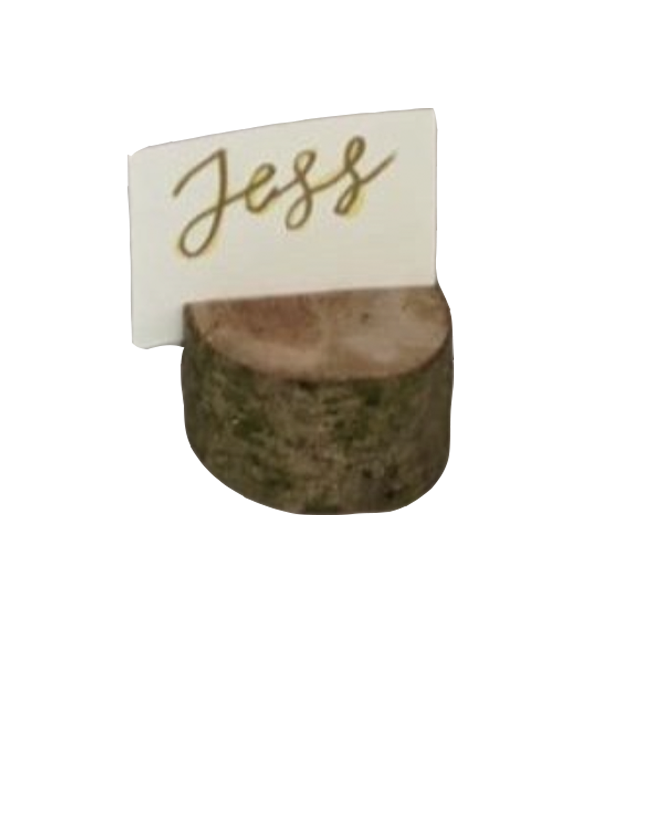 A small wooden name holder