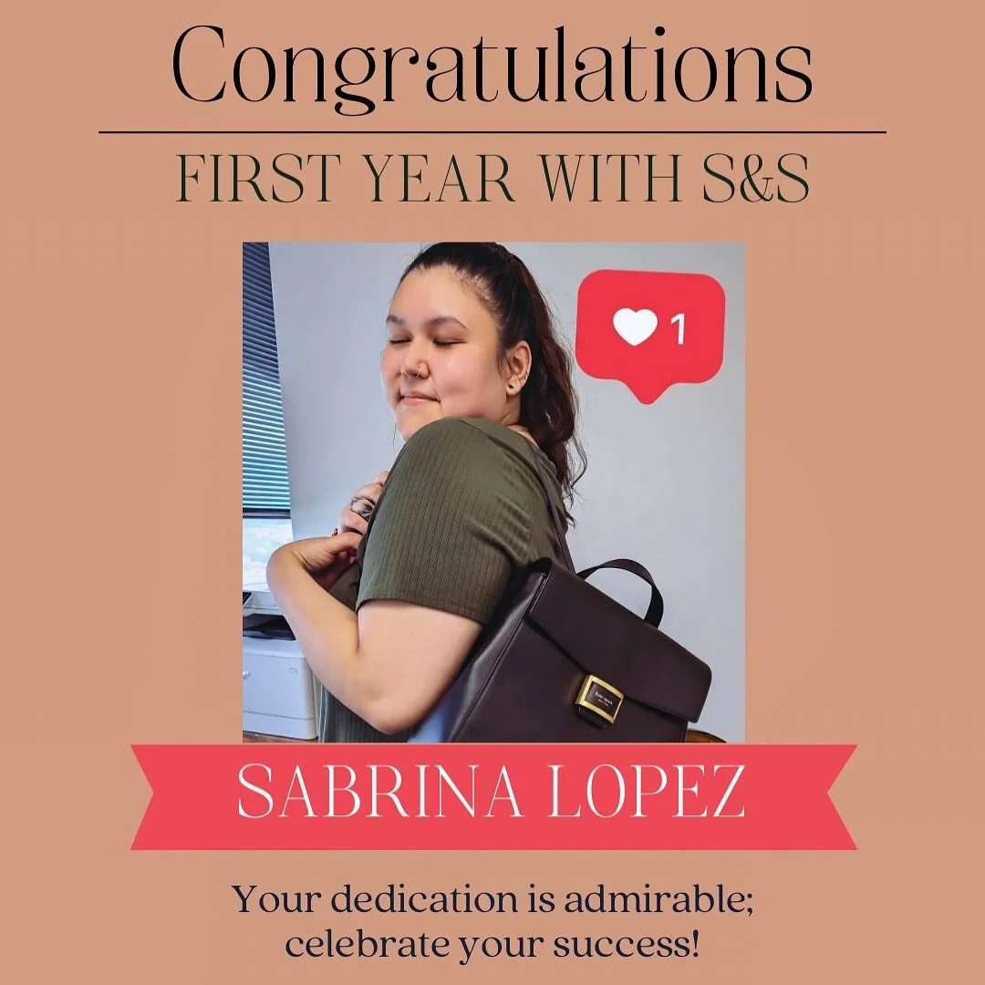 🎉 Congrats, Sabrina Lopez , on your 1st year! Your energy &amp; spirit shine bright. Here&rsquo;s to many more successes with a stylish #Katespade bag to carry them in! 💼 #Roofing #Colorado #proud @sscsco