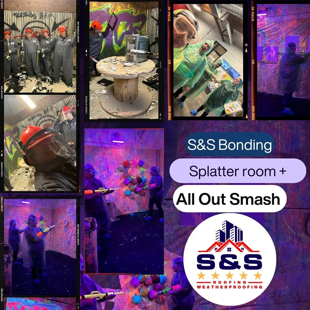 @sscsco bringing down more than just roofs at the @alloutsmashco Room and Splatter Room! Who knew the secret to strong #roofs and stronger teams was a few well-placed swings? Smashing stuff is just prep work for nailing it on the job!

#FromSmashToSh