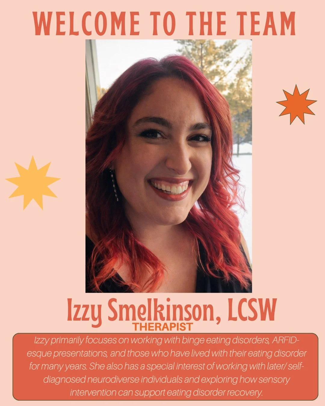 We are so excited to have a new psychotherapist join our team. Welcome Izzy! Izzy mostly works with 17+ individuals, and has a special focus on working with later/ self-diagnosed neurodiverse individuals and exploring how sensory intervention can sup
