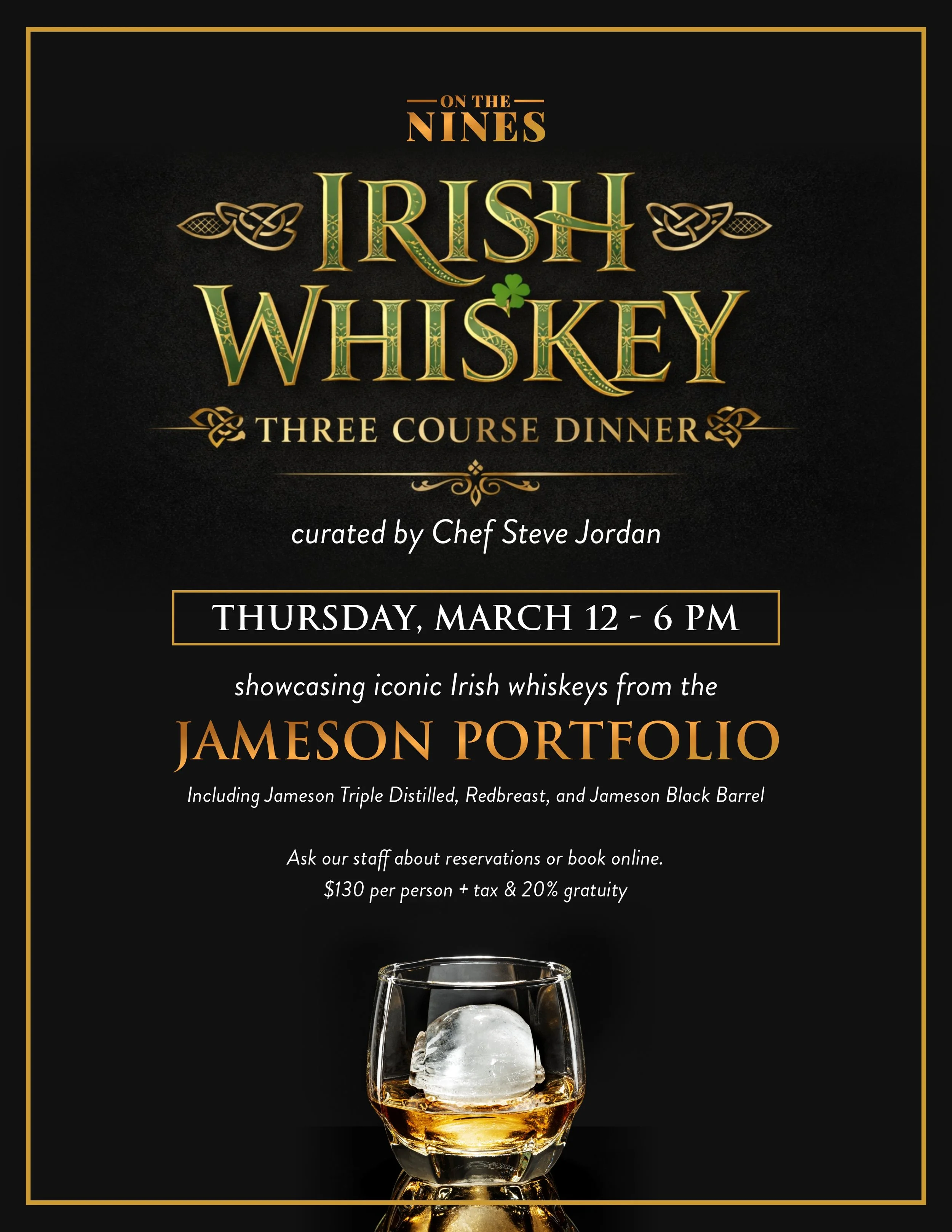 Irish Whiskey Three Course Dinner